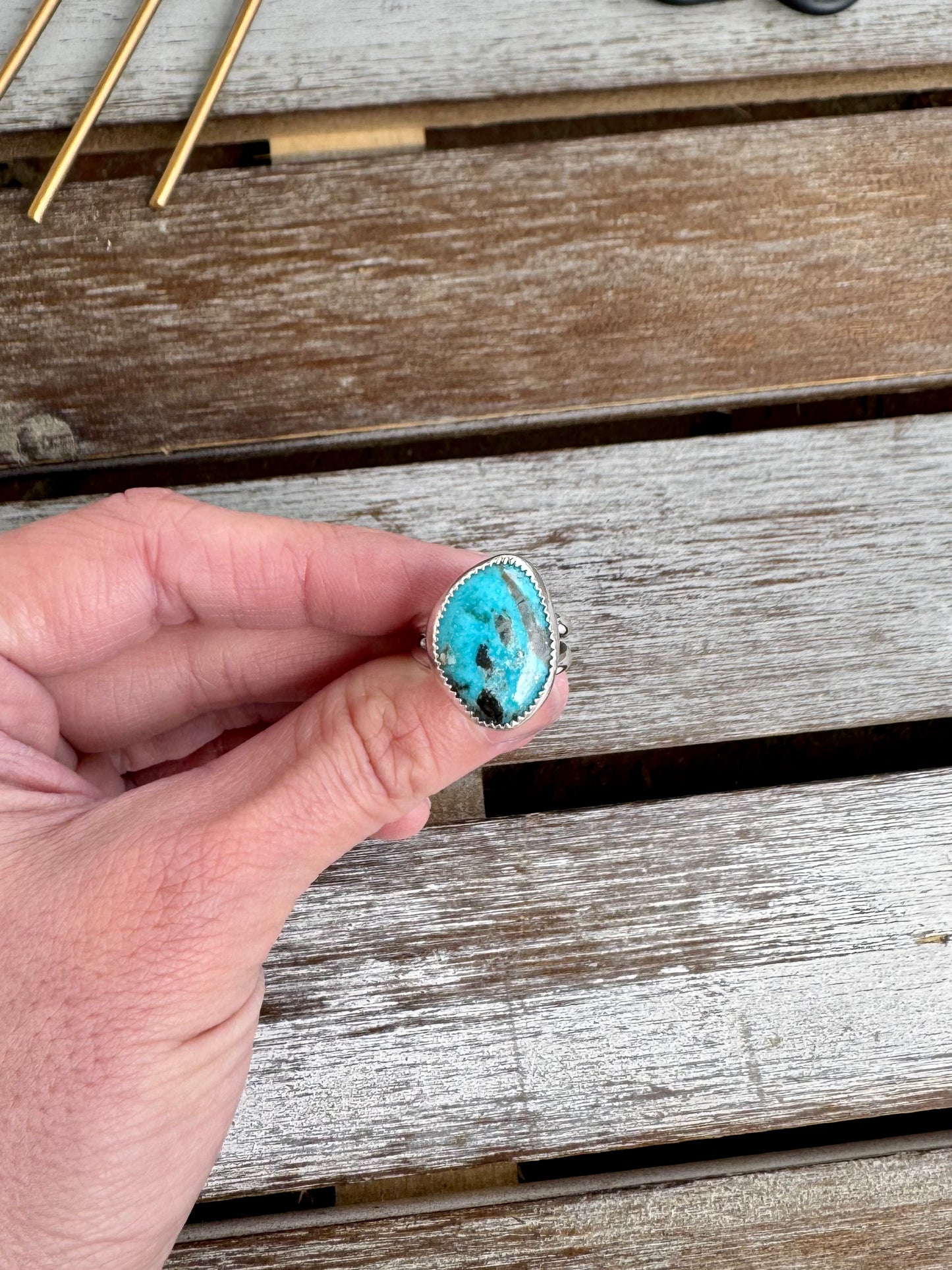 Stillwater Blue Freeform Turquoise Ring Size 7