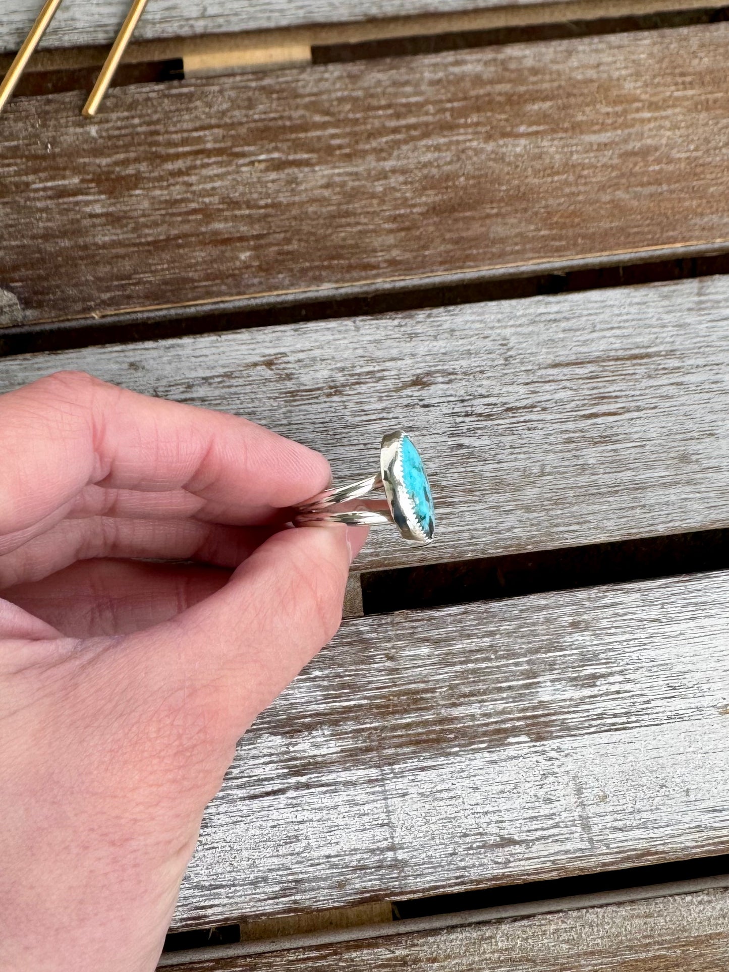 Stillwater Blue Freeform Turquoise Ring Size 7