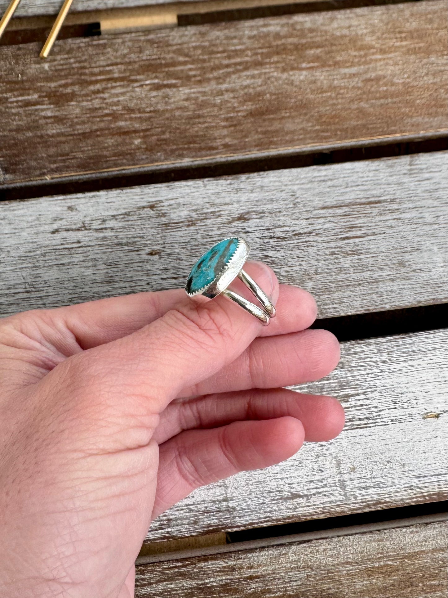Stillwater Blue Freeform Turquoise Ring Size 7