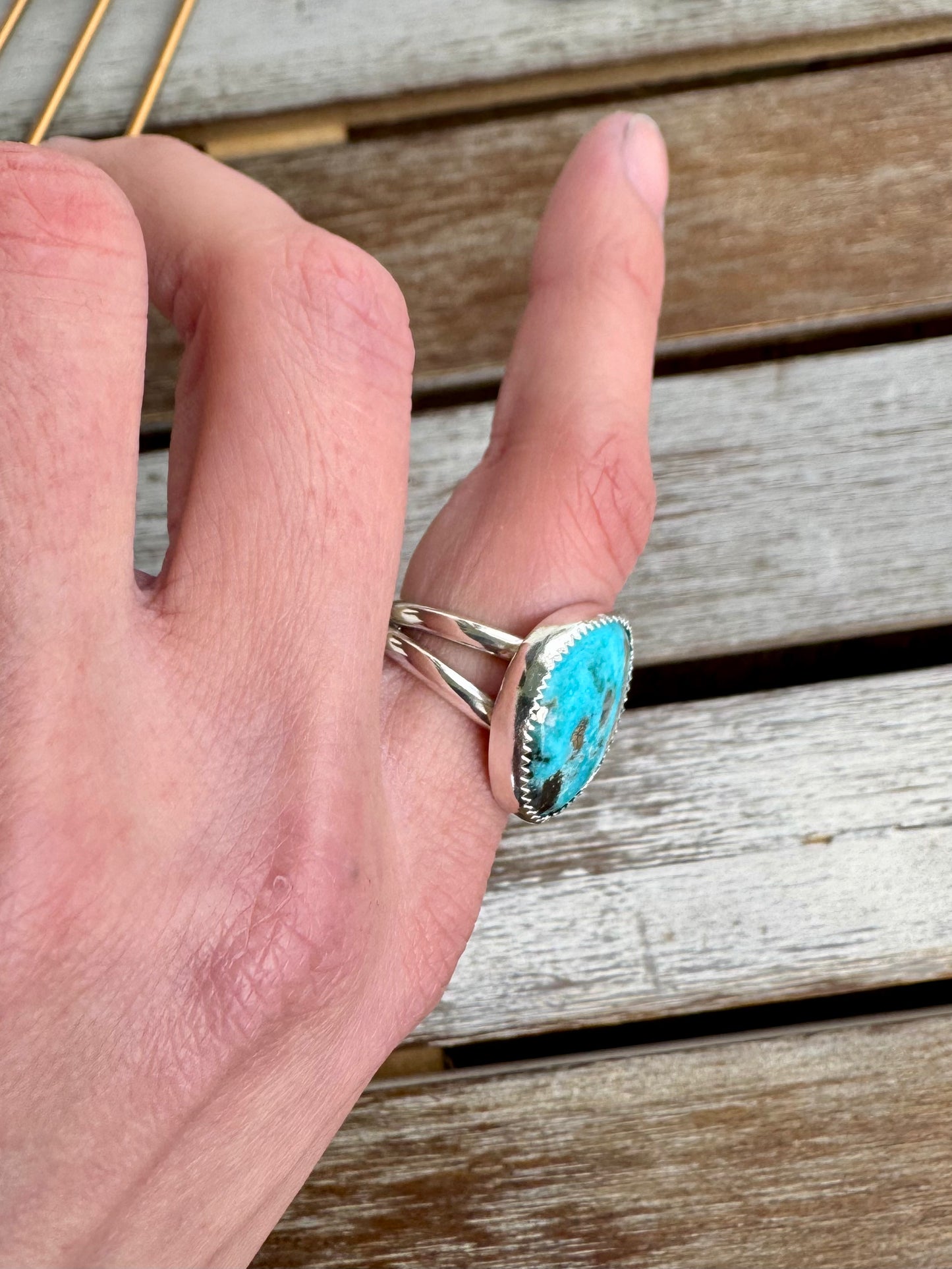Stillwater Blue Freeform Turquoise Ring Size 7
