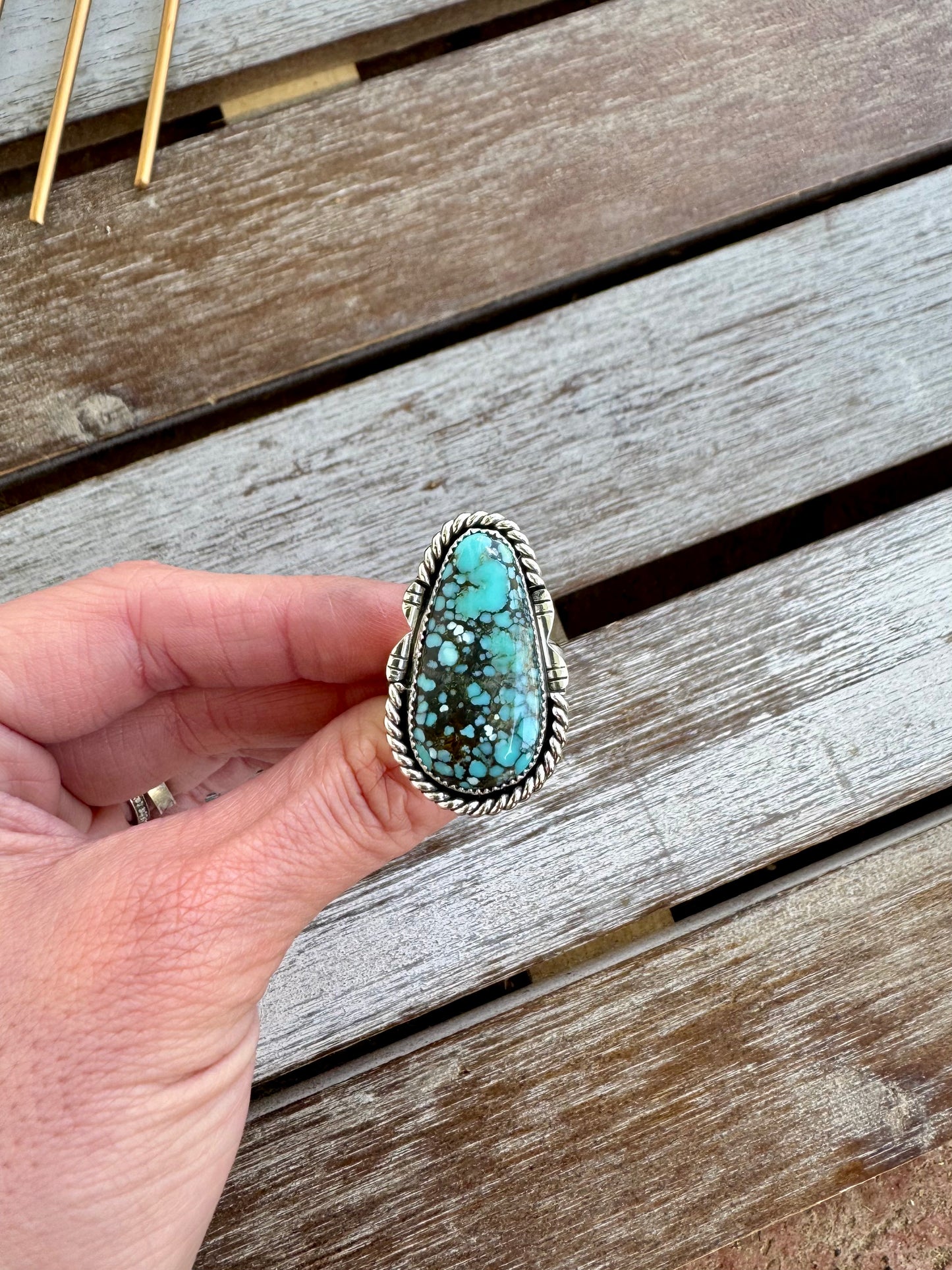 Blue Moon Turquoise Statement Ring Size 8.5