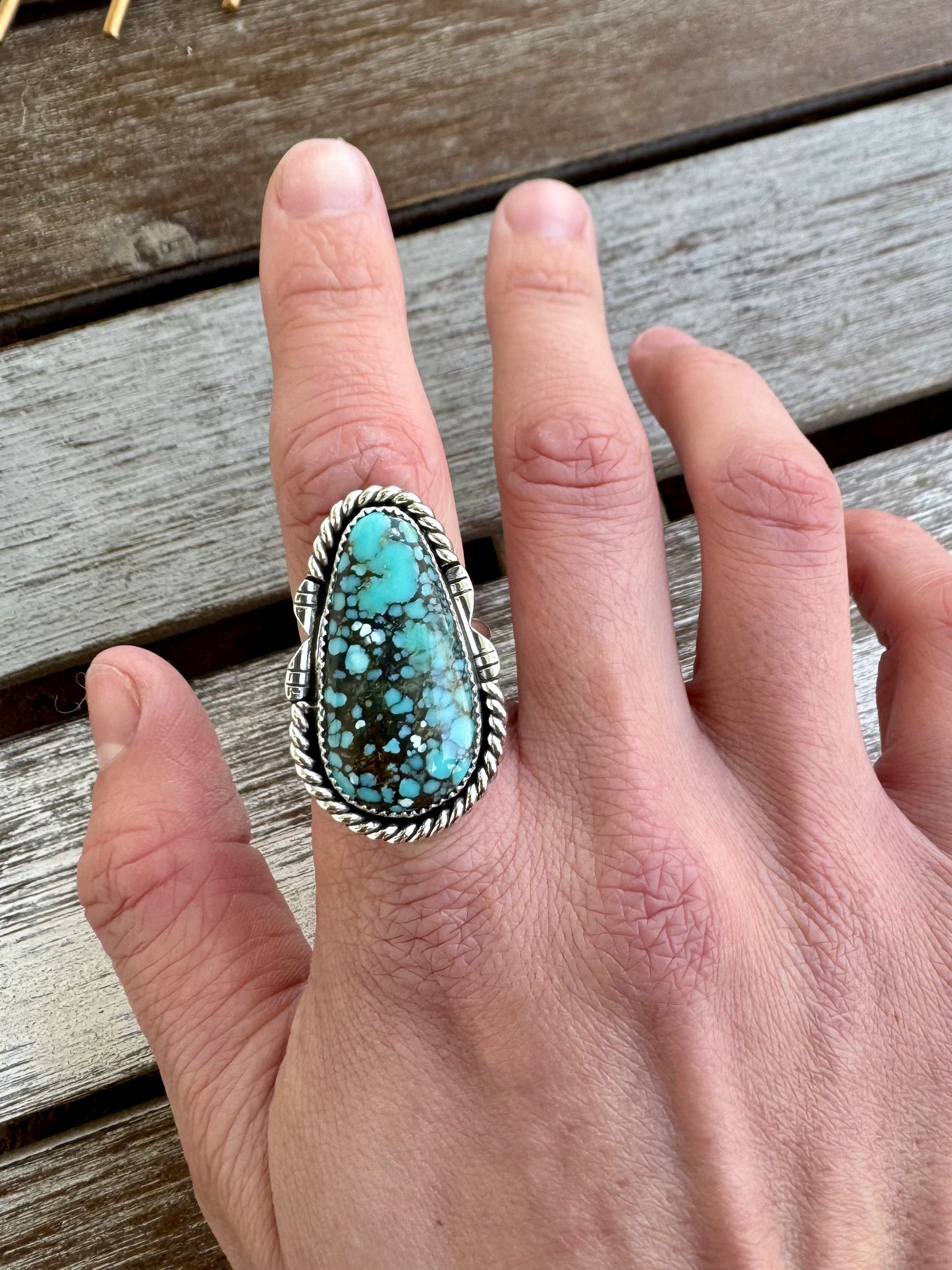 Blue Moon Turquoise Statement Ring Size 8.5