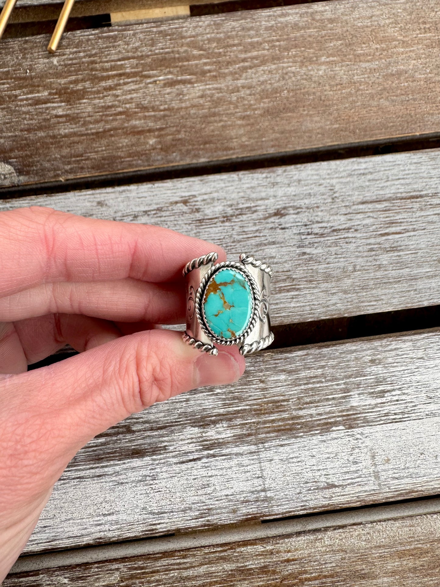 Pilot Mountain Turquoise Statement Ring Size 7
