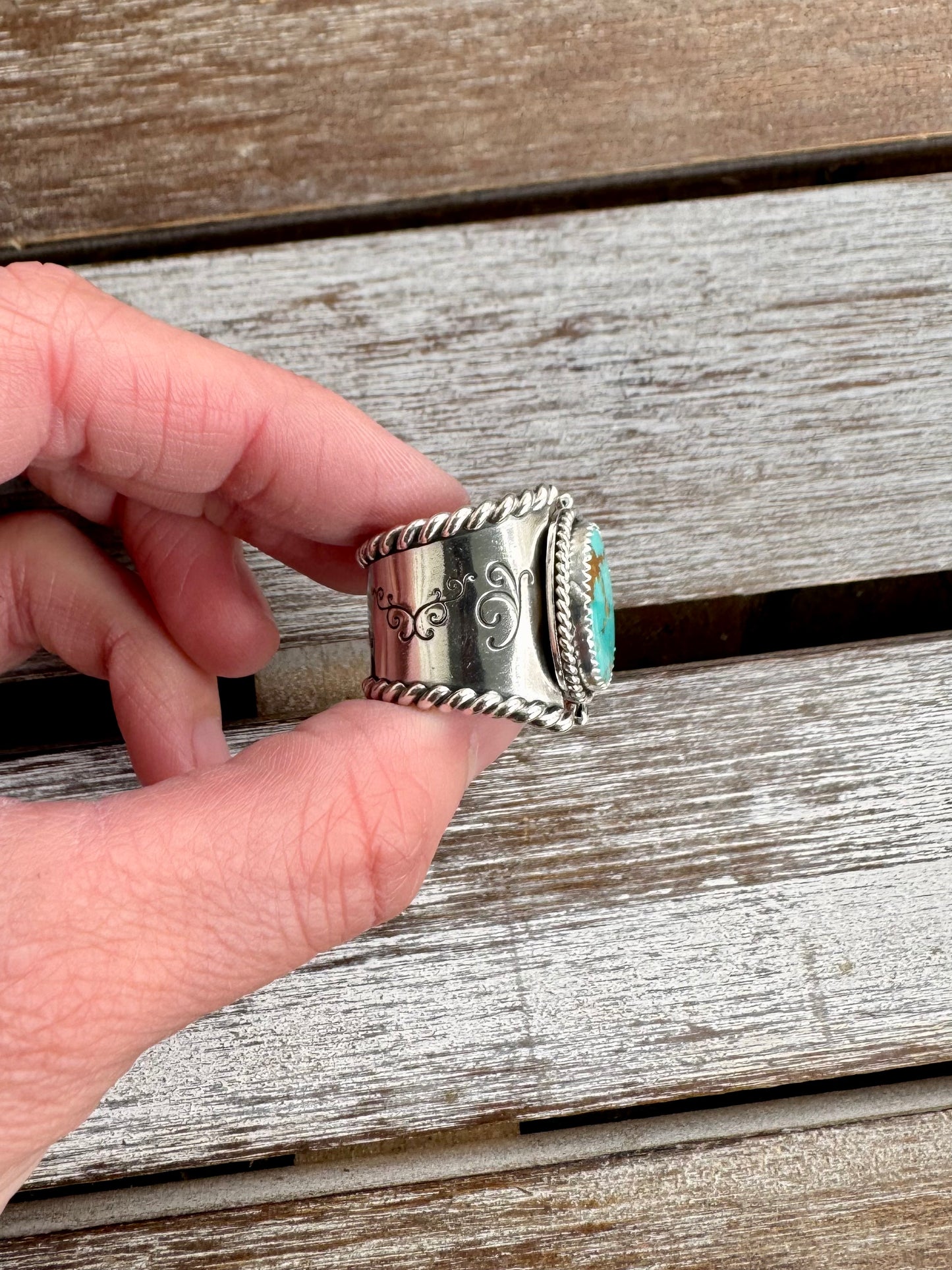 Pilot Mountain Turquoise Statement Ring Size 7