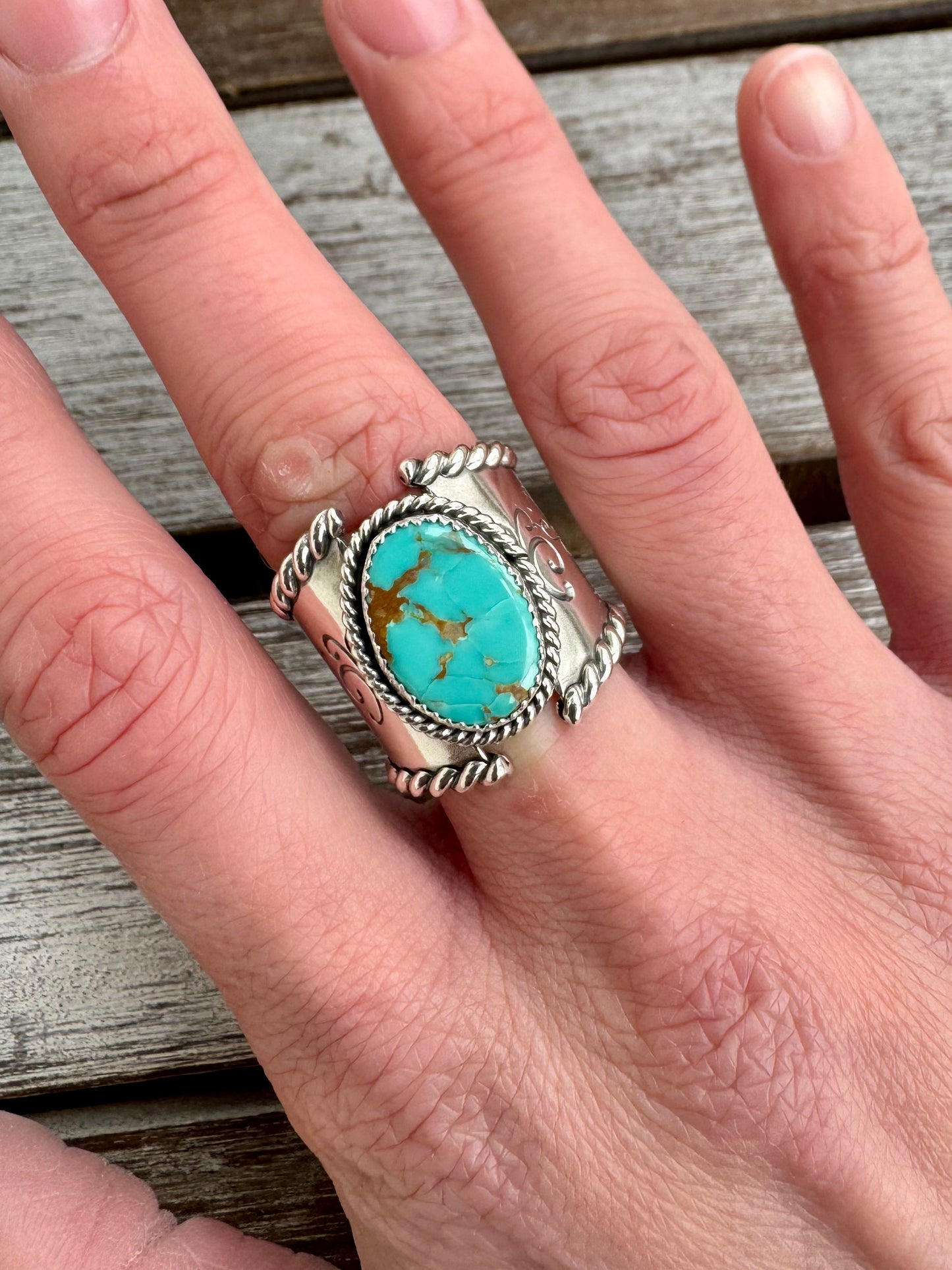 Pilot Mountain Turquoise Statement Ring Size 7