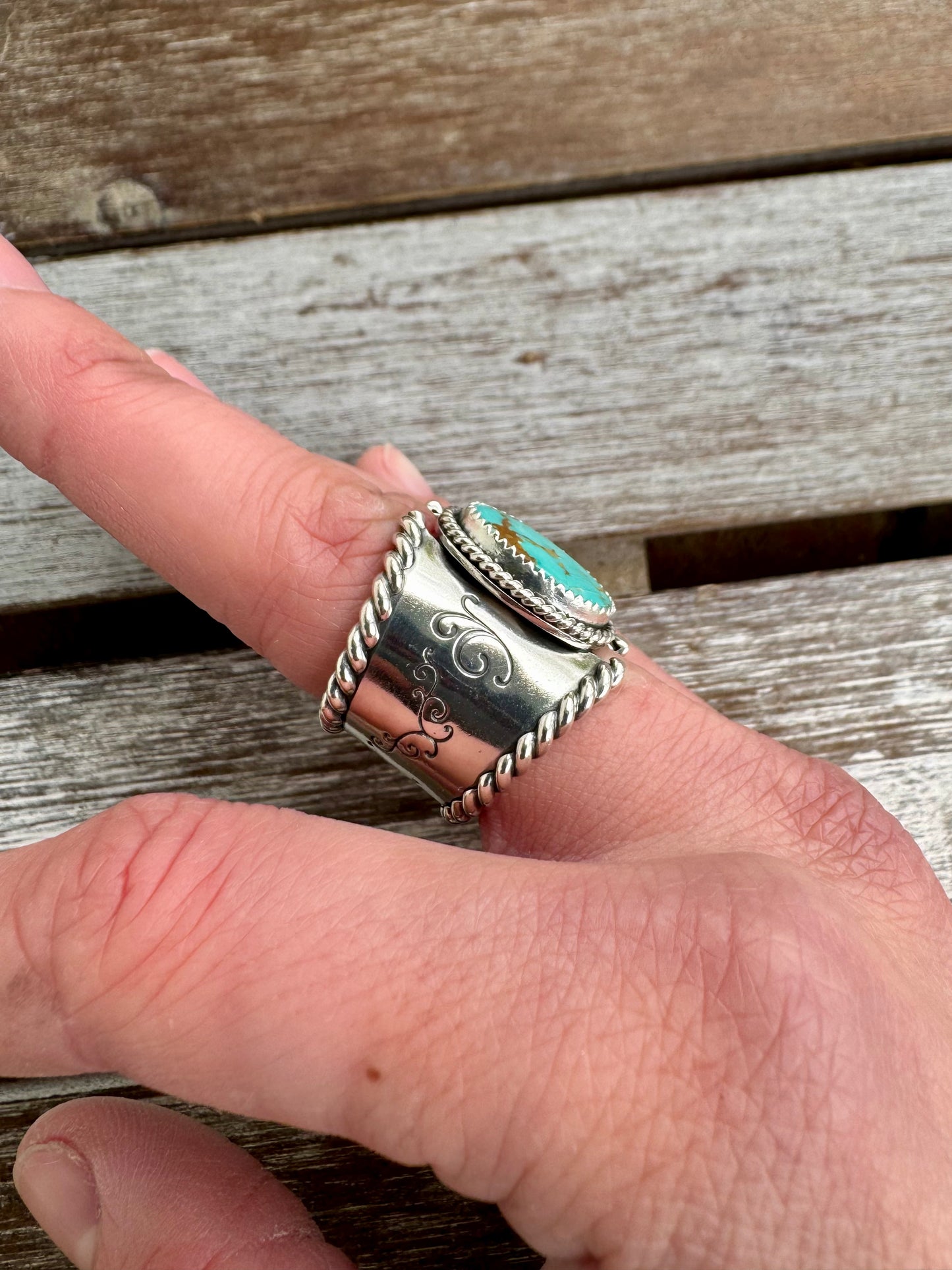Pilot Mountain Turquoise Statement Ring Size 7
