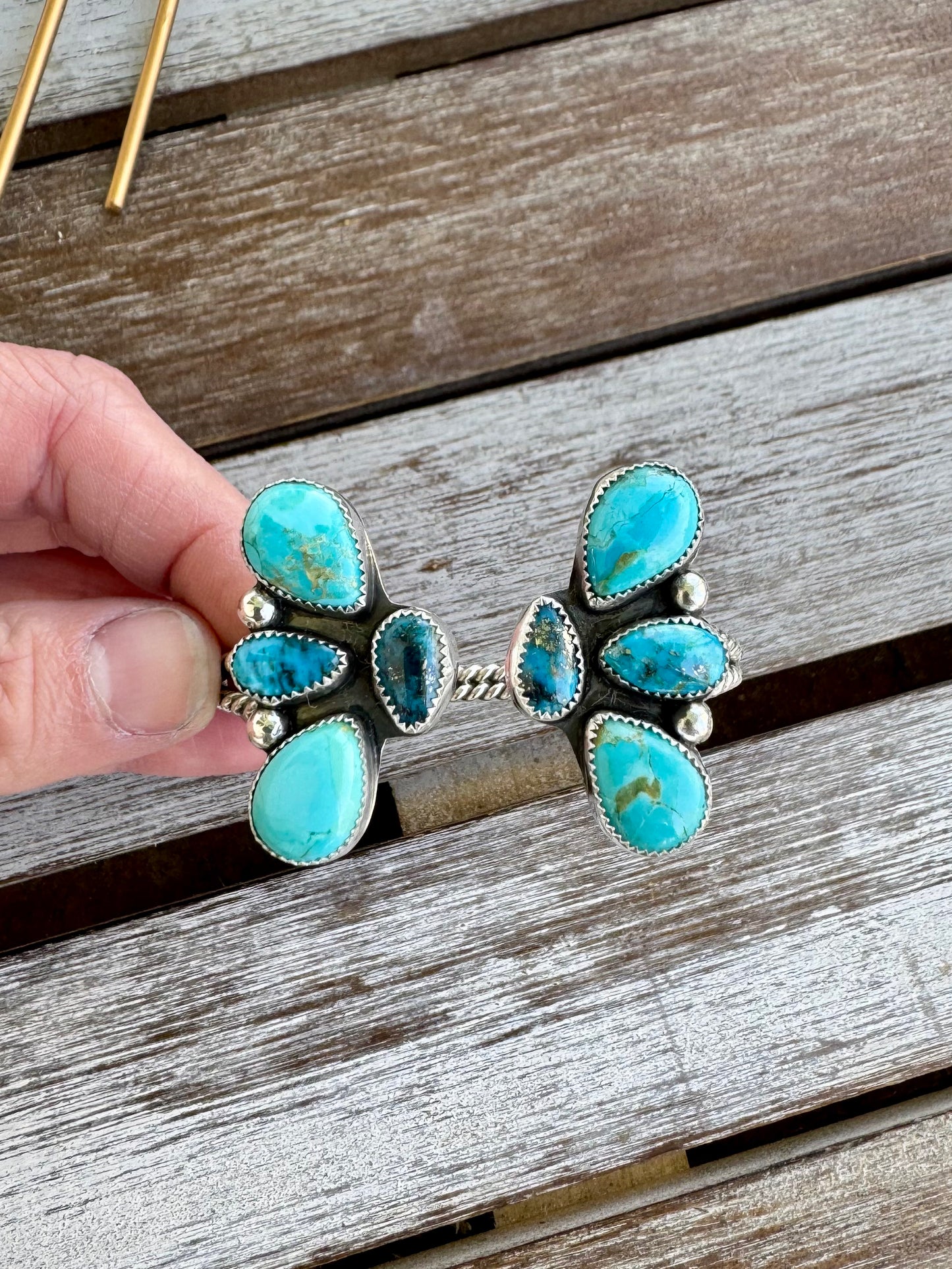 Custom Blue Mohave & Morenci Turquoise Cuff Bracelet