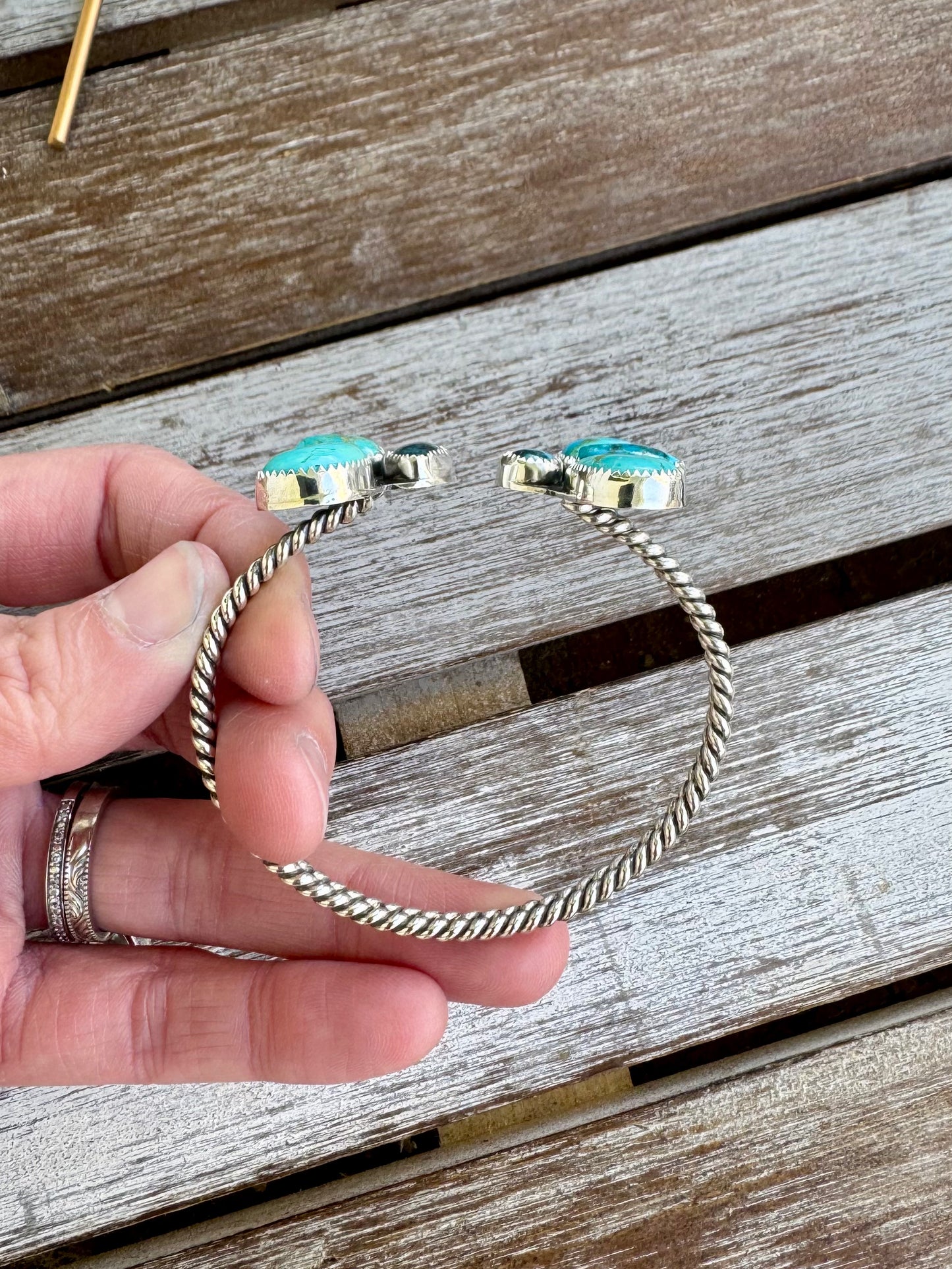 Custom Blue Mohave & Morenci Turquoise Cuff Bracelet