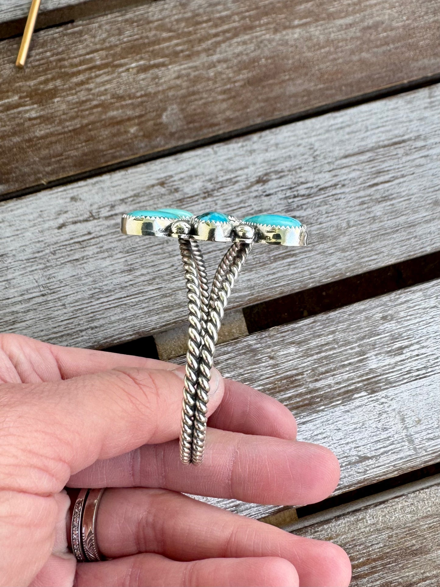 Custom Blue Mohave & Morenci Turquoise Cuff Bracelet