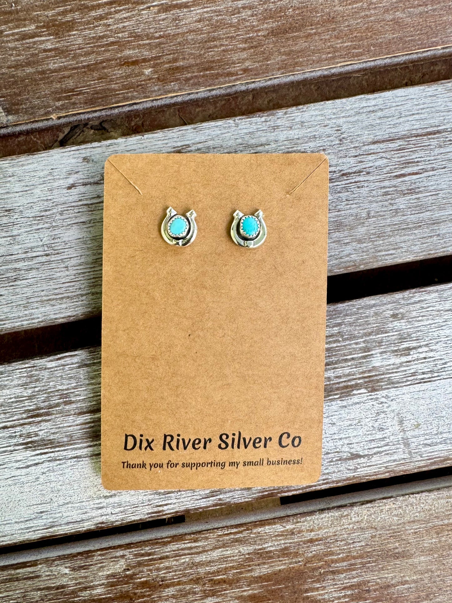 Blue Mohave Turquoise Horseshoe Stud Earrings