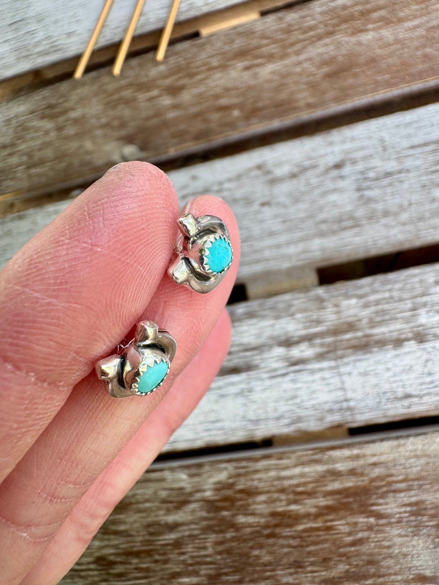 Blue Mohave Turquoise Horseshoe Stud Earrings