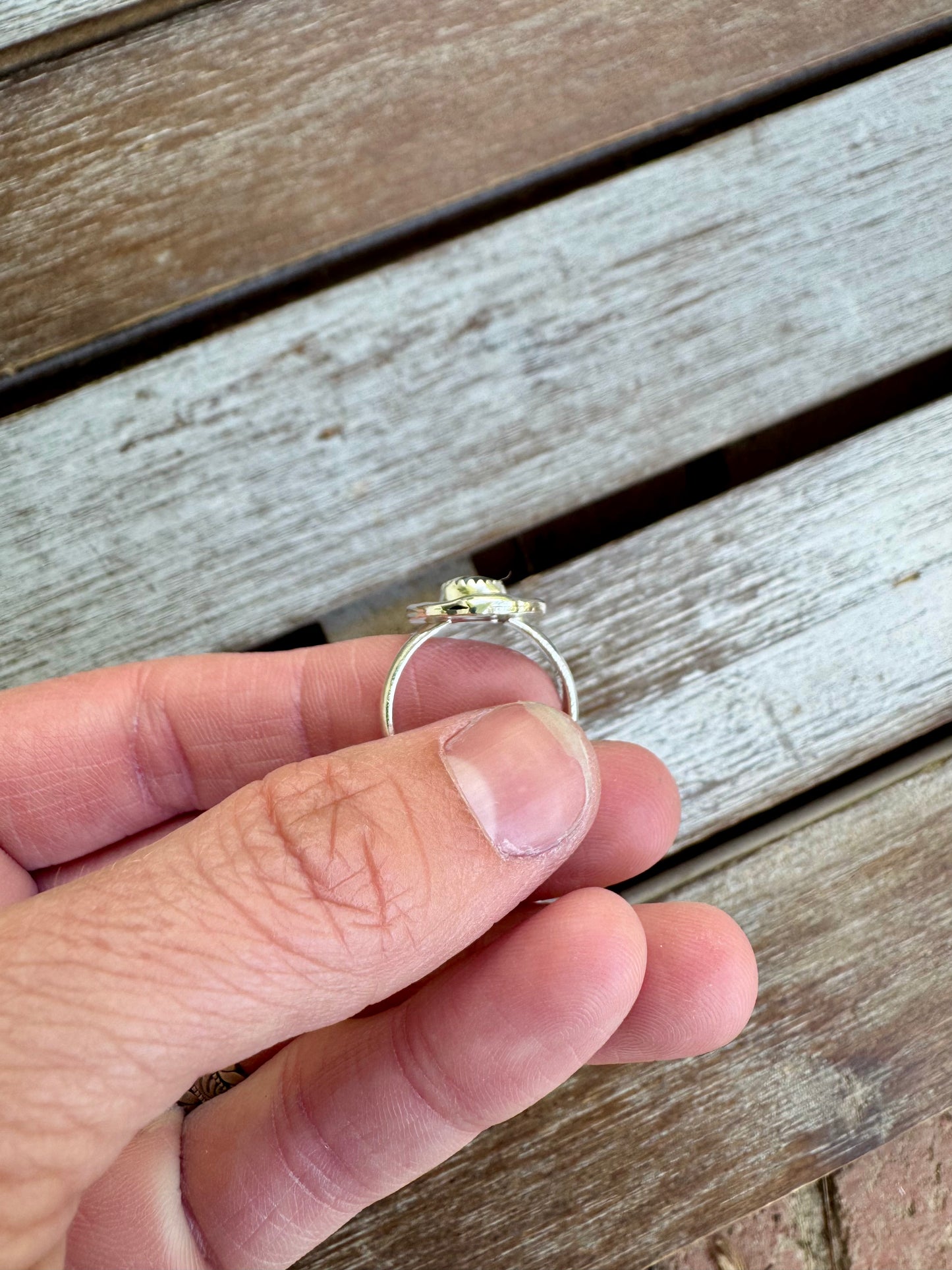 White Buffalo Horseshoe Ring Size 6.5