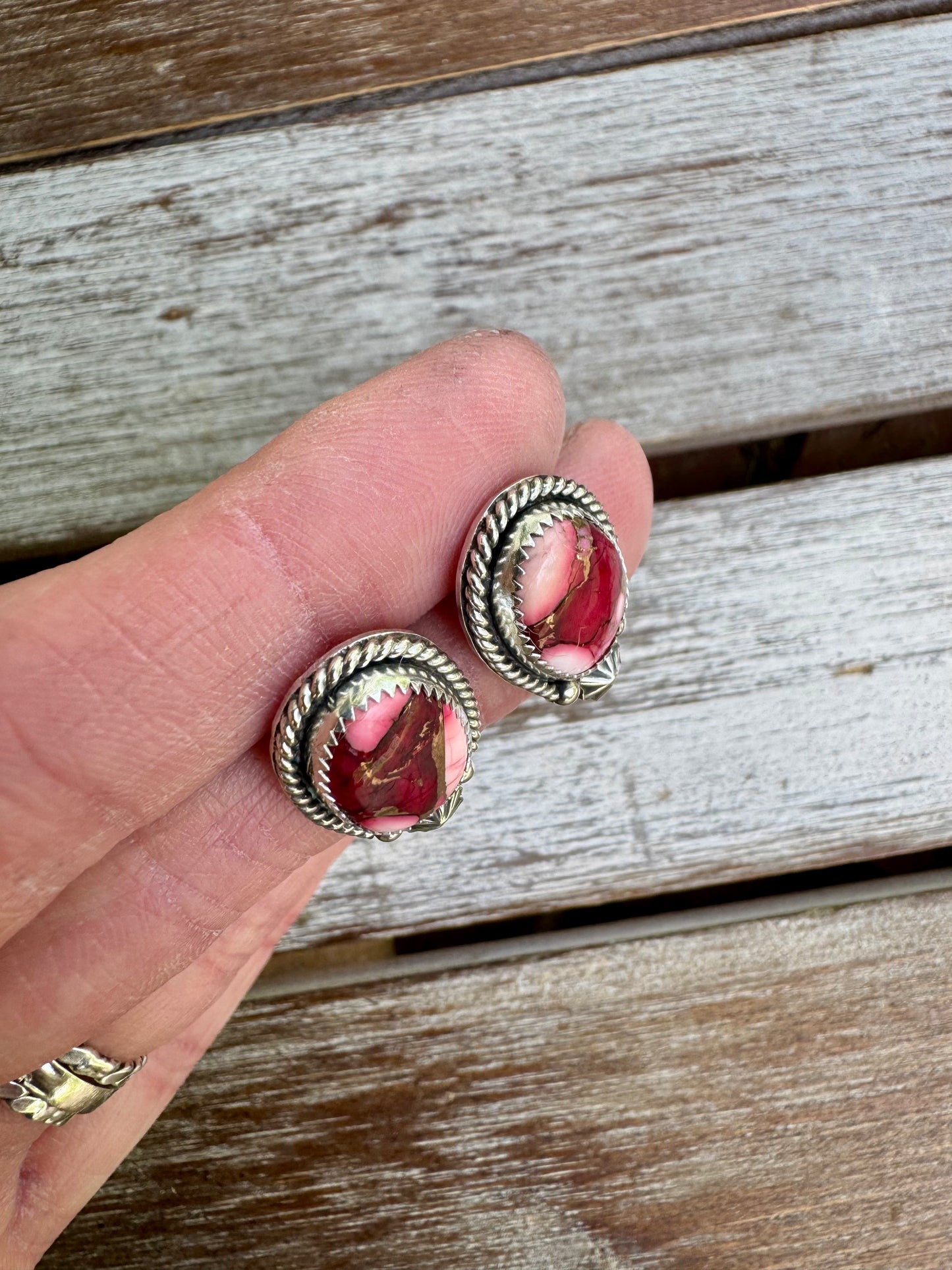 Red Rose Dahlia Stud Earrings