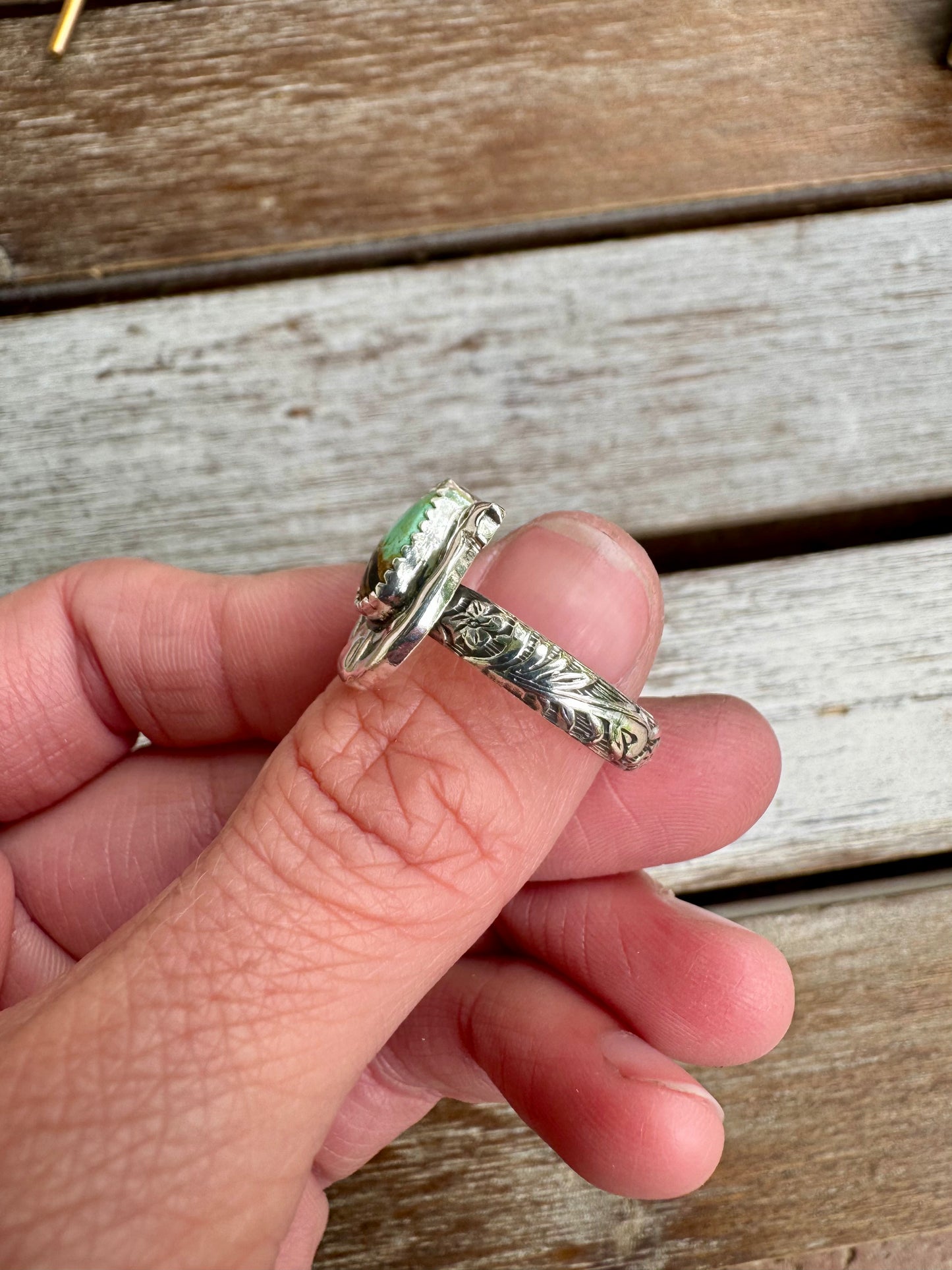 Custom Black Jack Turquoise Horseshoe Ring Size 8.5