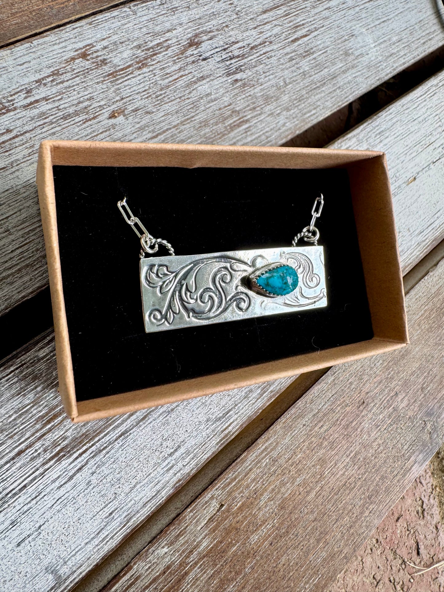 Morenci Turquoise Bar Necklace 16"