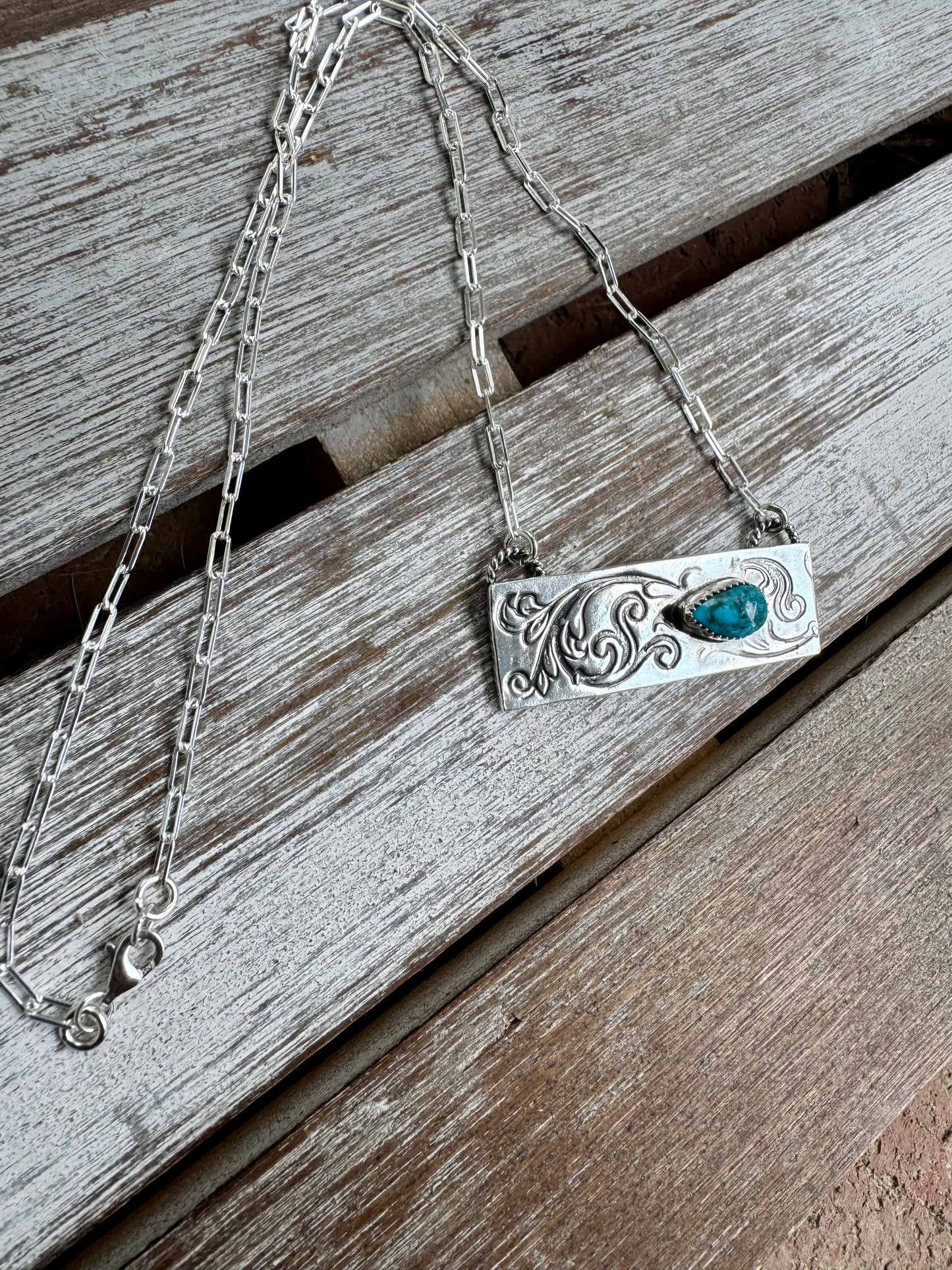 Morenci Turquoise Bar Necklace 16"