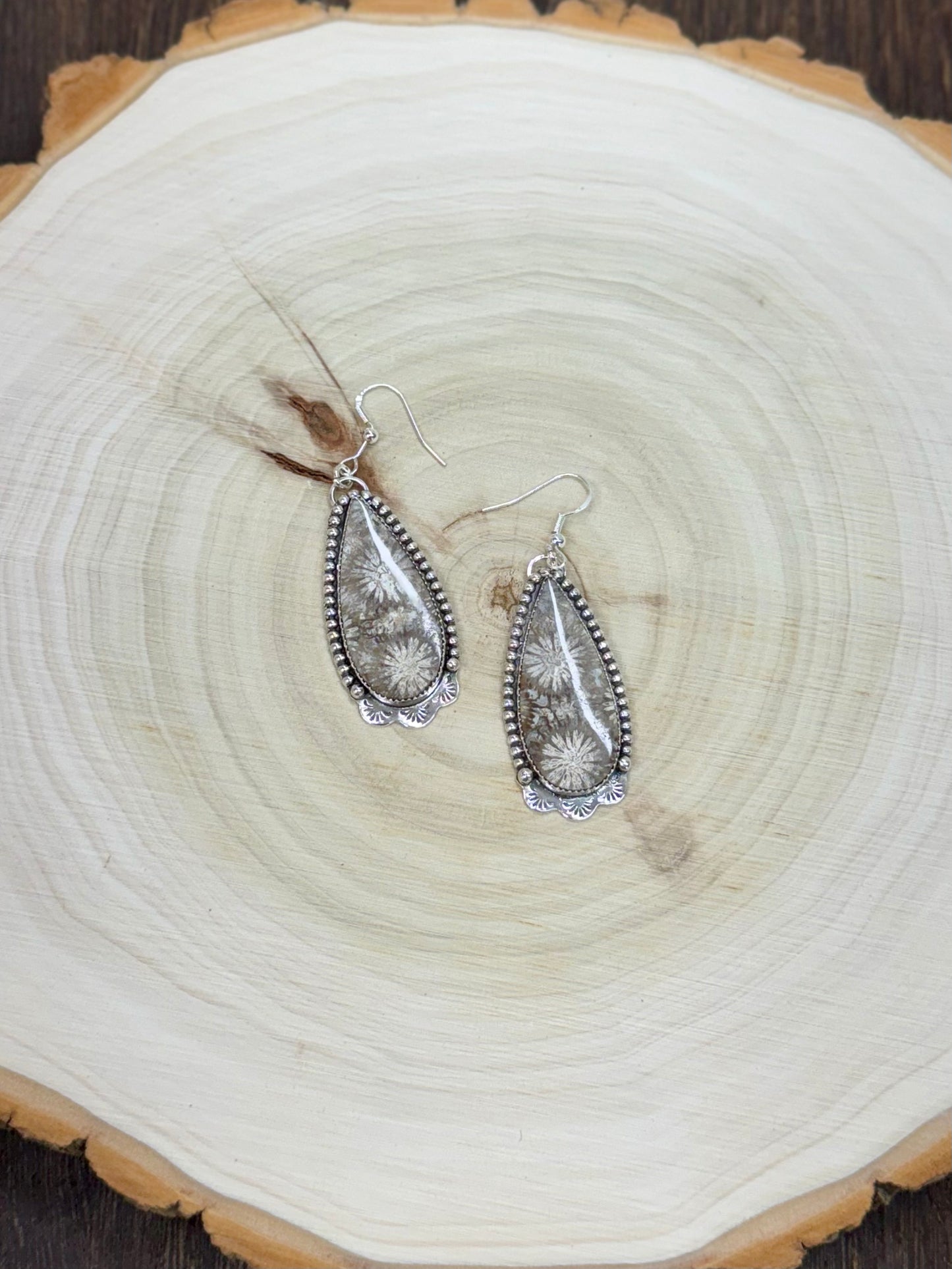 Fossil Coral Dangle Earrings