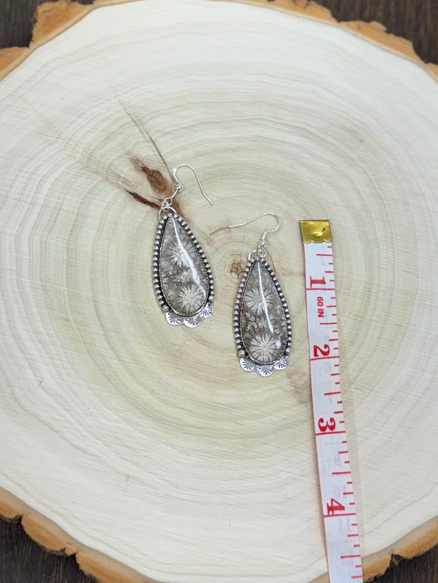Fossil Coral Dangle Earrings