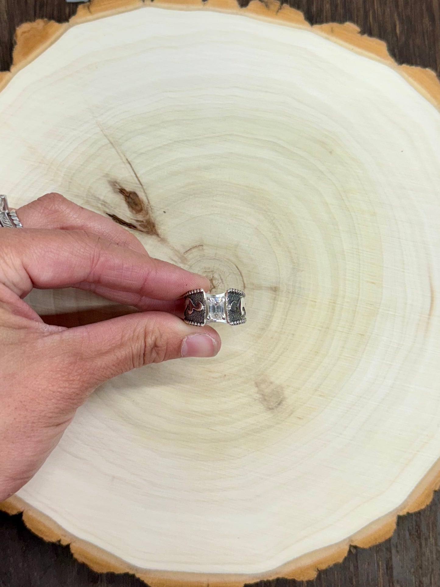 Western Moissanite Tooled Engagment Ring Size 8.5