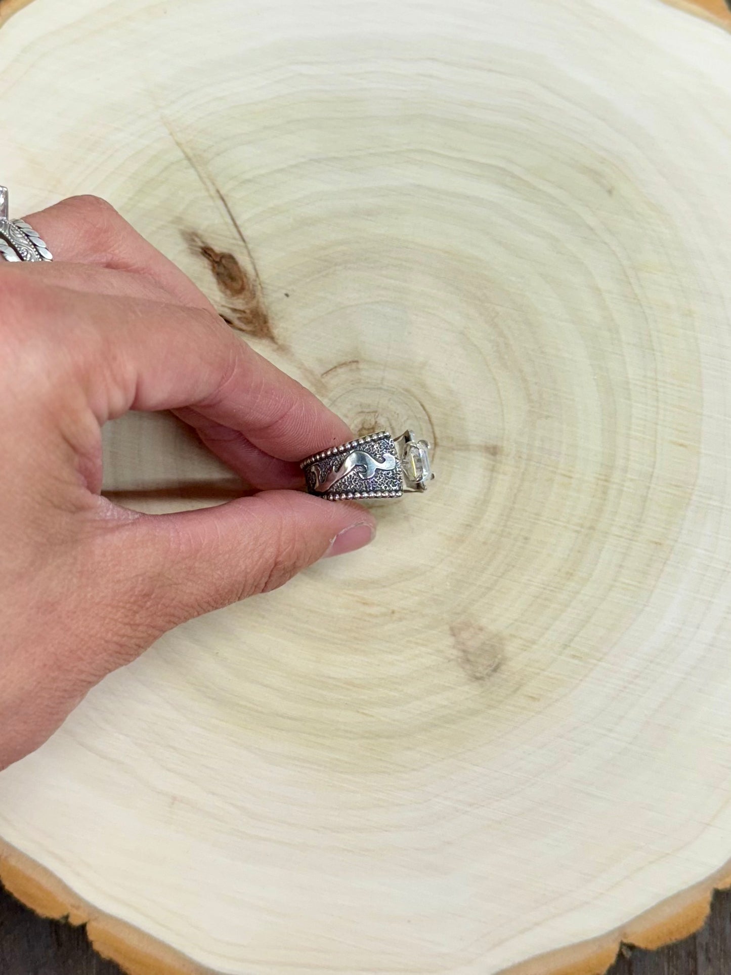 Western Moissanite Tooled Engagment Ring Size 8.5