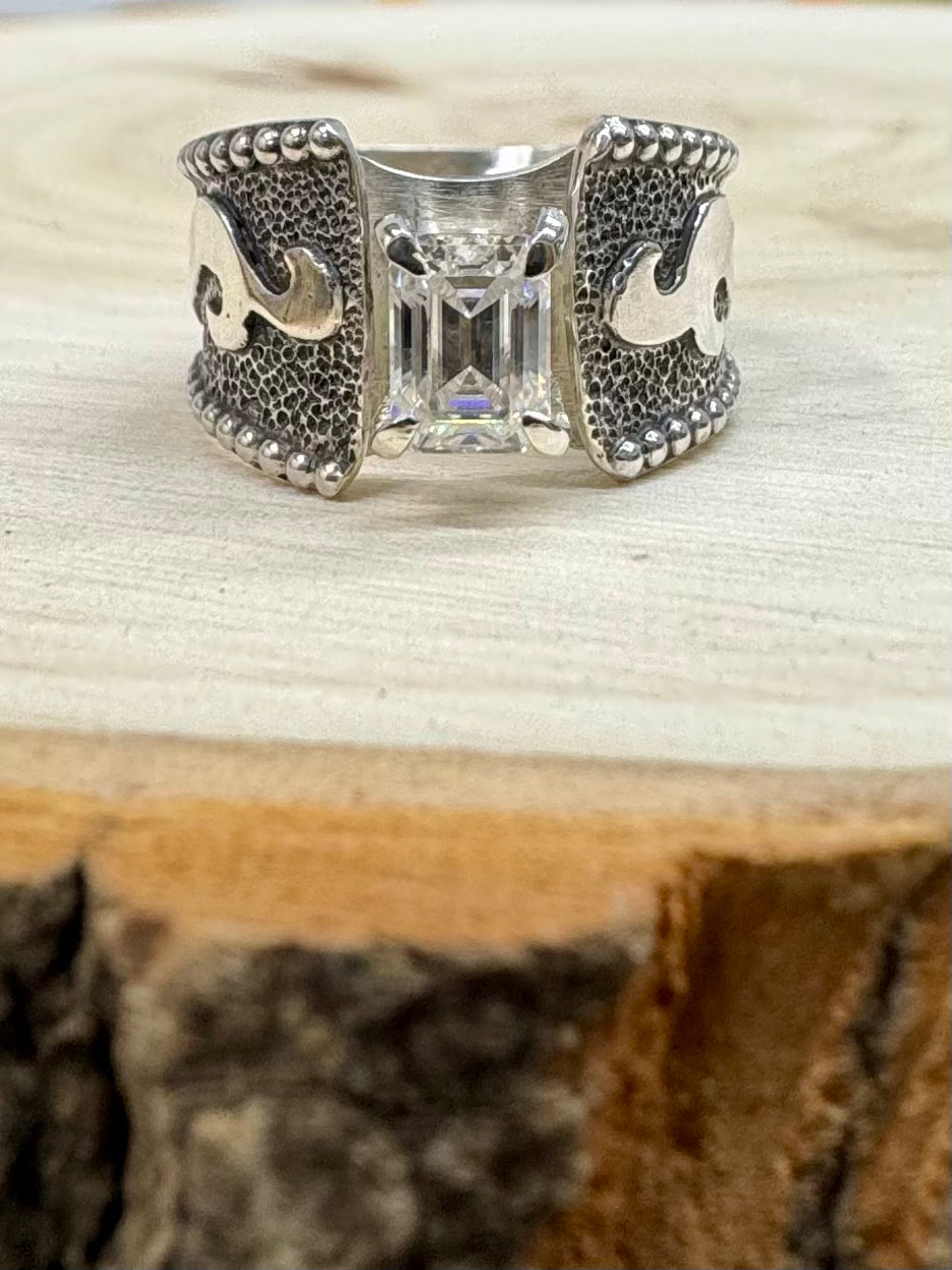 Western Moissanite Tooled Engagment Ring Size 8.5