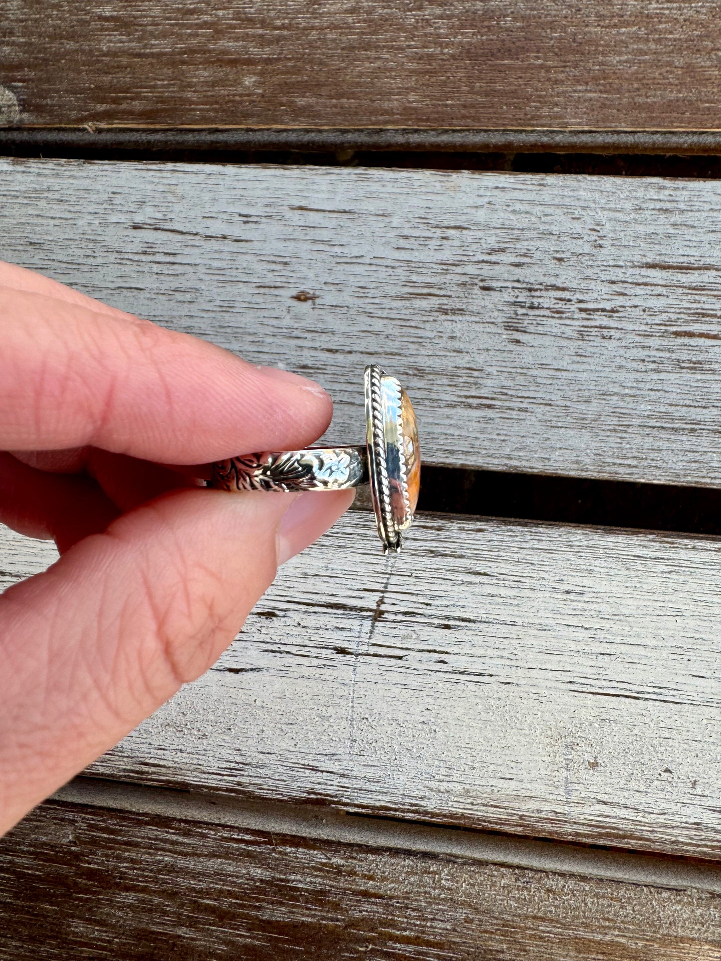 Copper Oyster Turquoise Ring Size 6 1/2