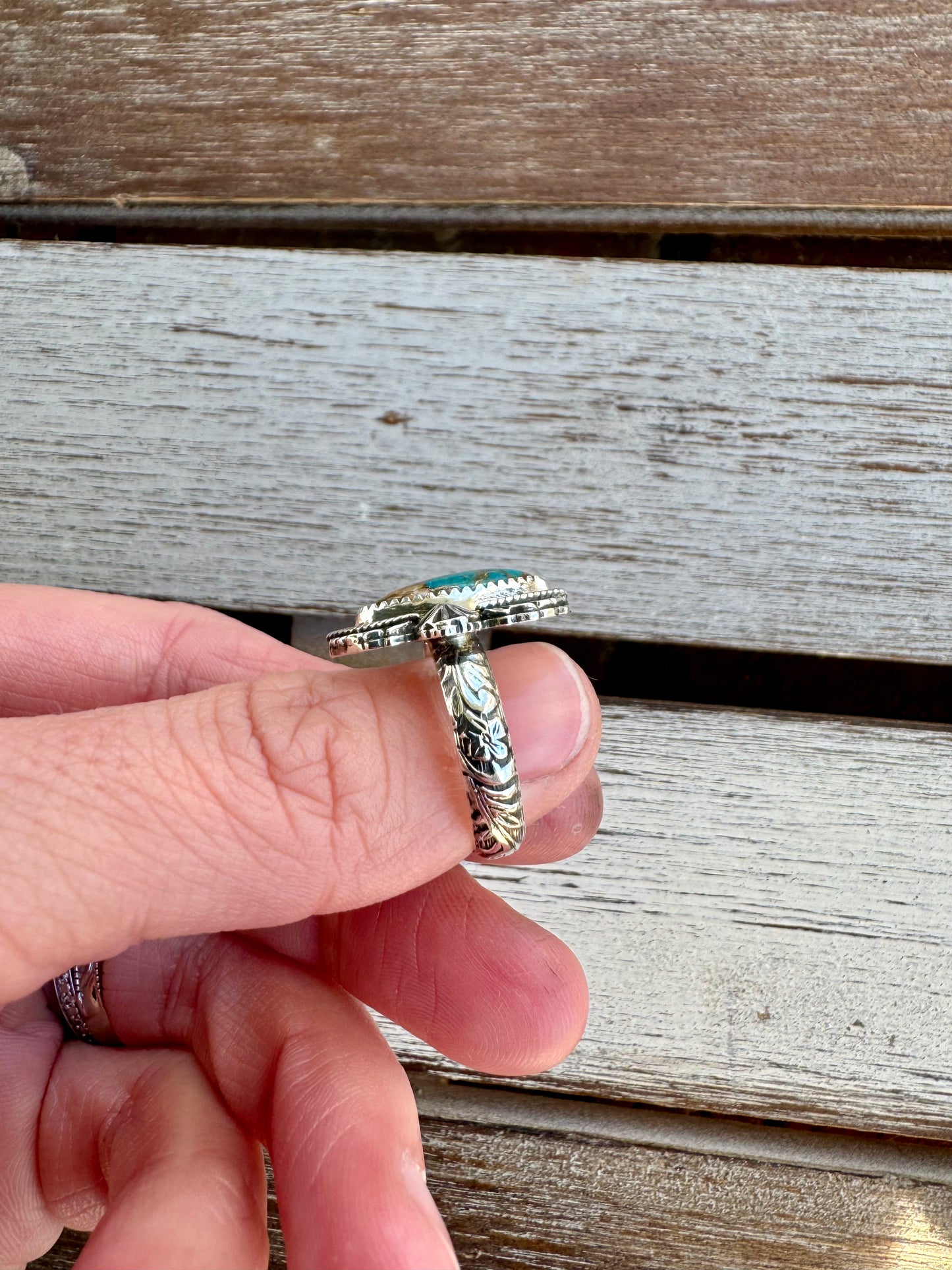 Copper Oyster Turquoise Ring Size 6 1/2