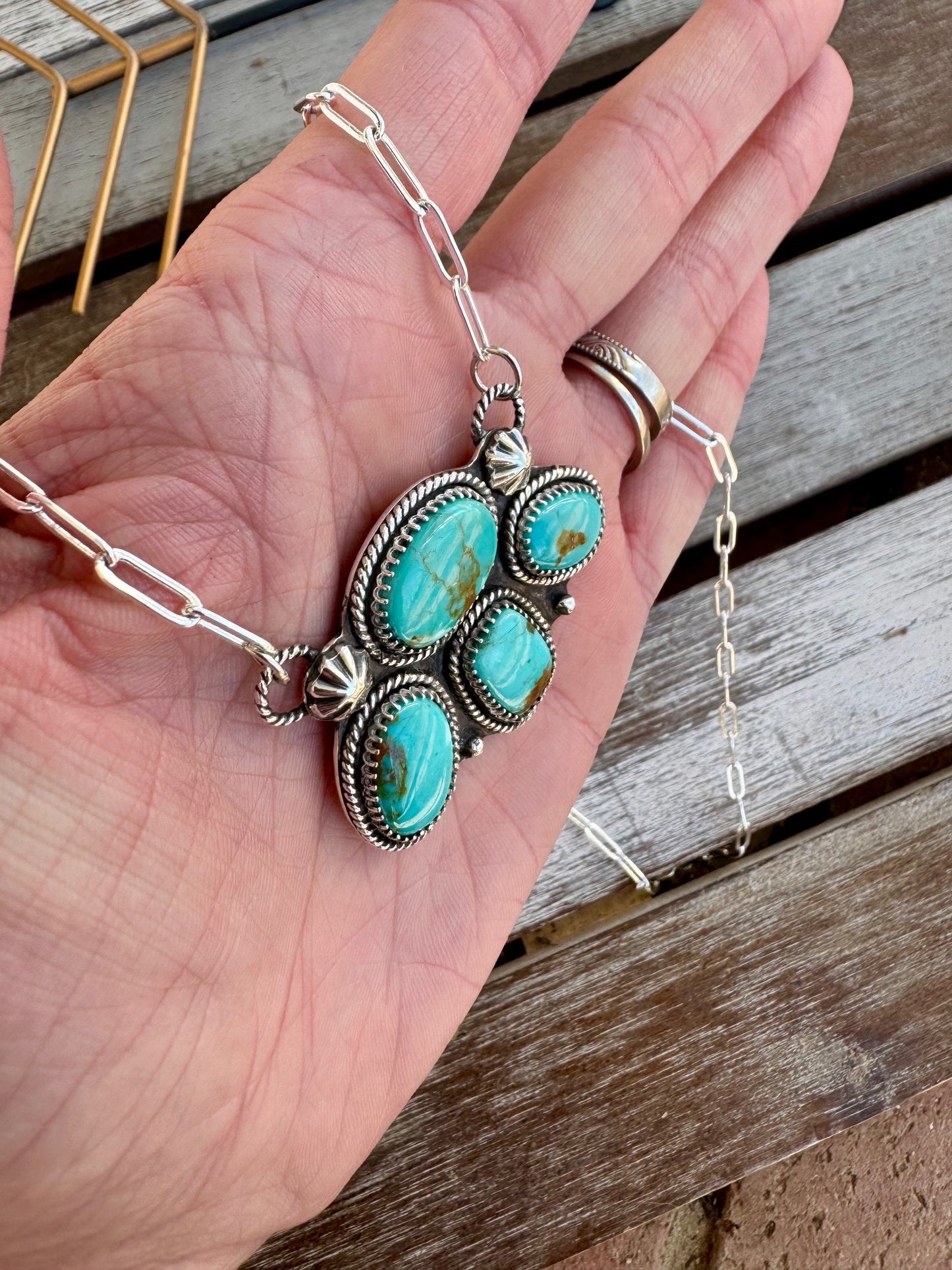 Pilot Mountain Turquoise Statement Necklace 18"