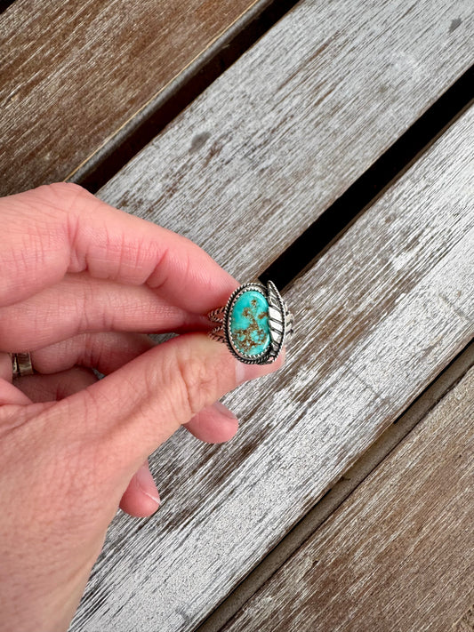Small Royston Turquoise Statement Ring Size 6.5