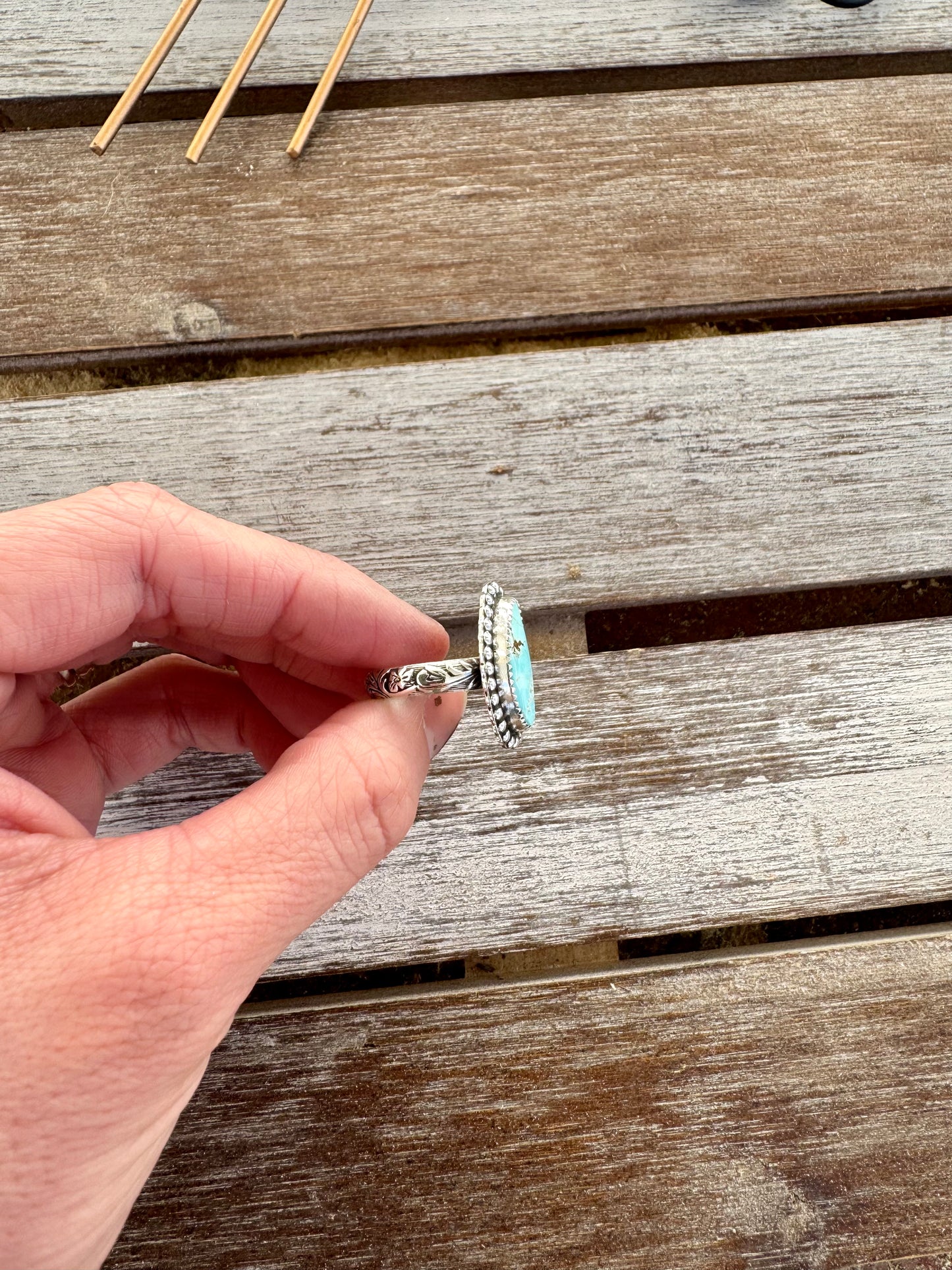 Northern Nevada Turquoise Statement Ring Size 7