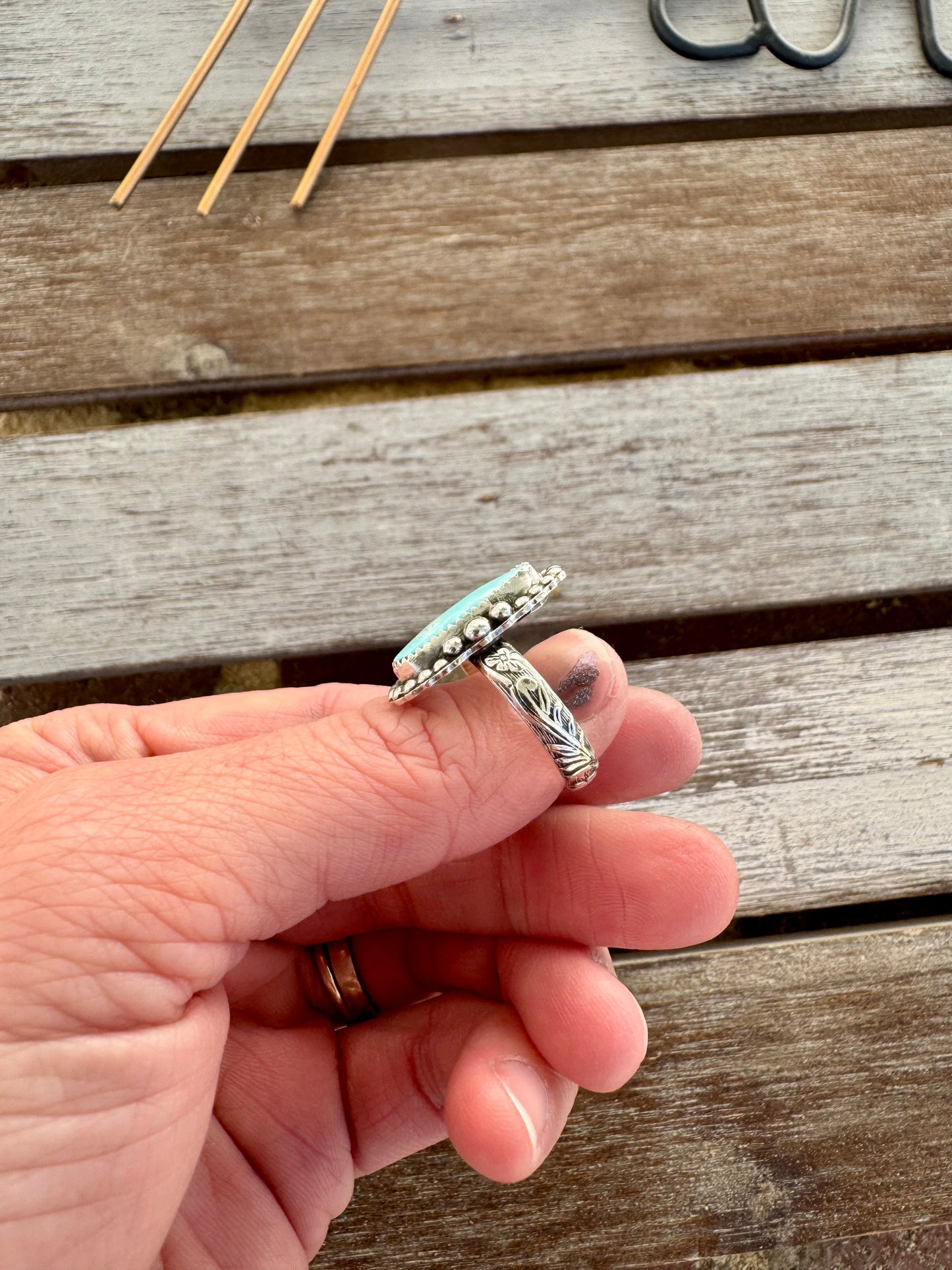 Northern Nevada Turquoise Statement Ring Size 7