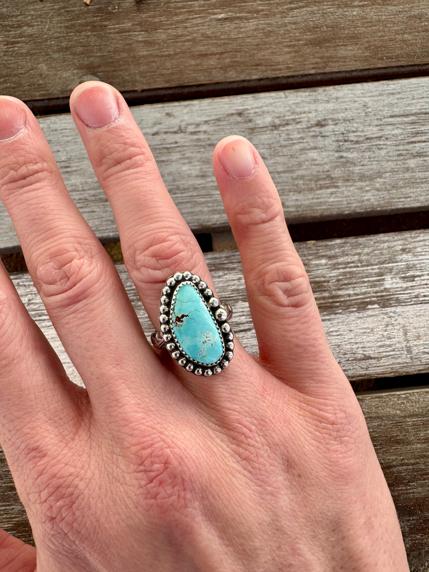 Northern Nevada Turquoise Statement Ring Size 7