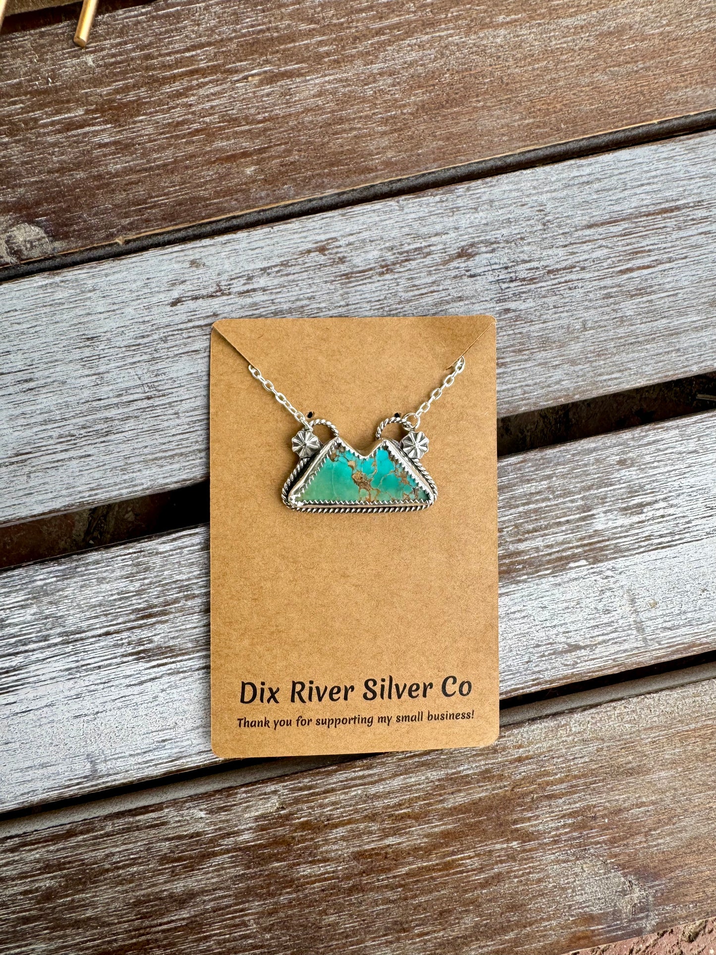 70's Stock Turquoise Mountain Necklace 16"