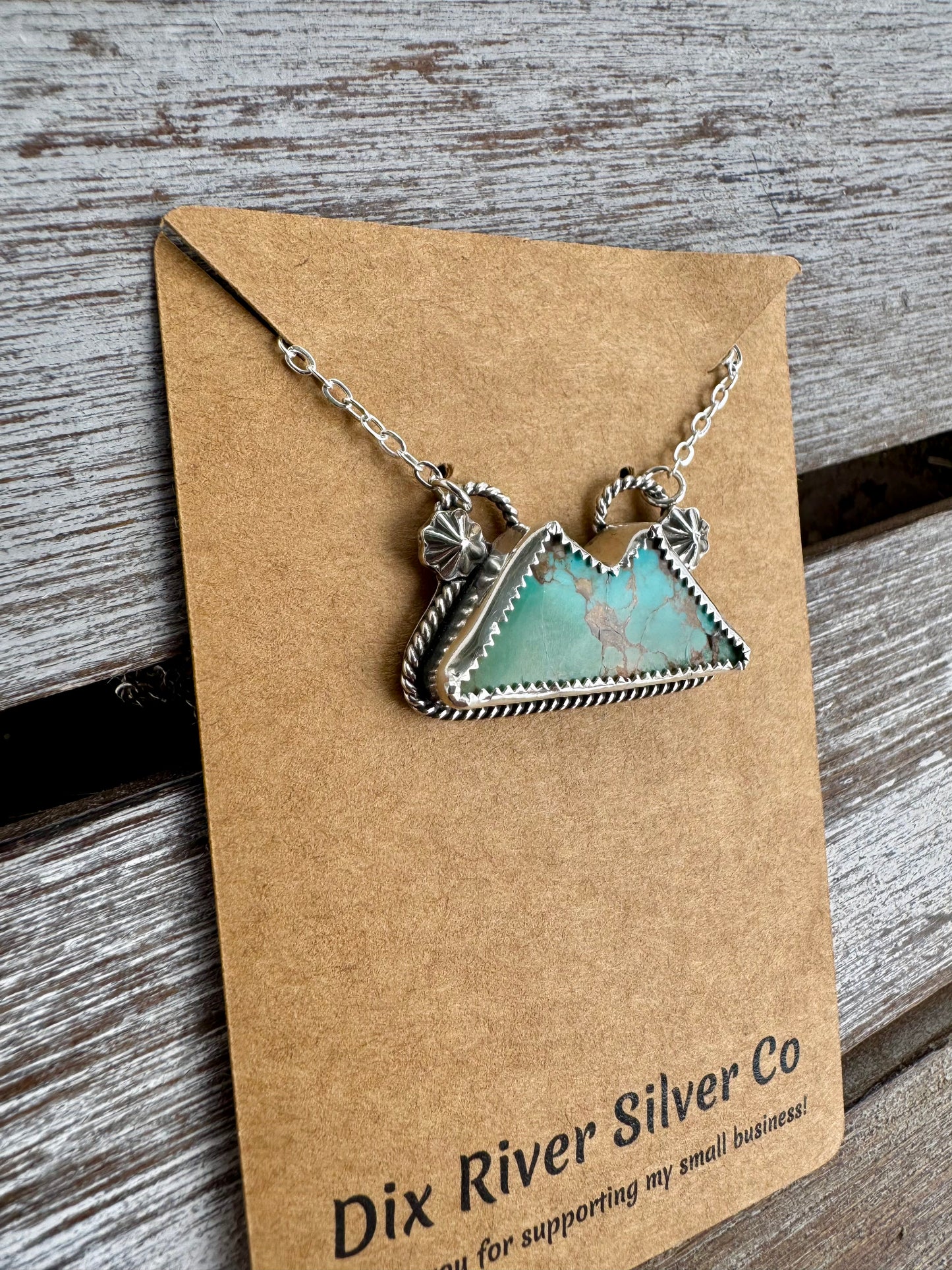 70's Stock Turquoise Mountain Necklace 16"