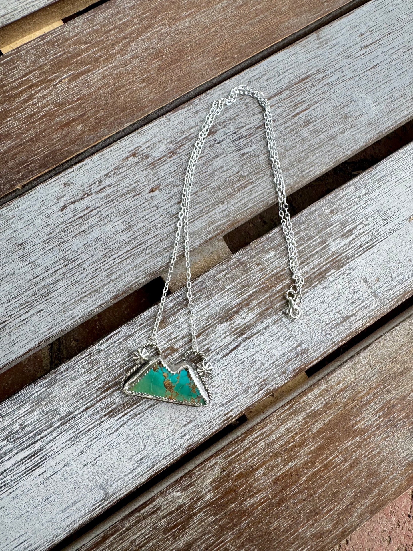 70's Stock Turquoise Mountain Necklace 16"