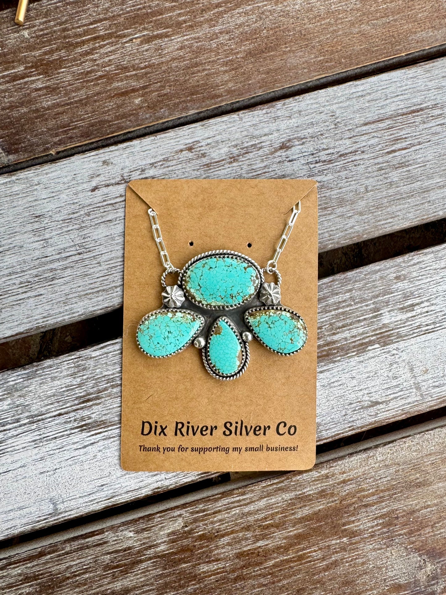 Number 8 Turquoise Chunky Statement Necklace 16"