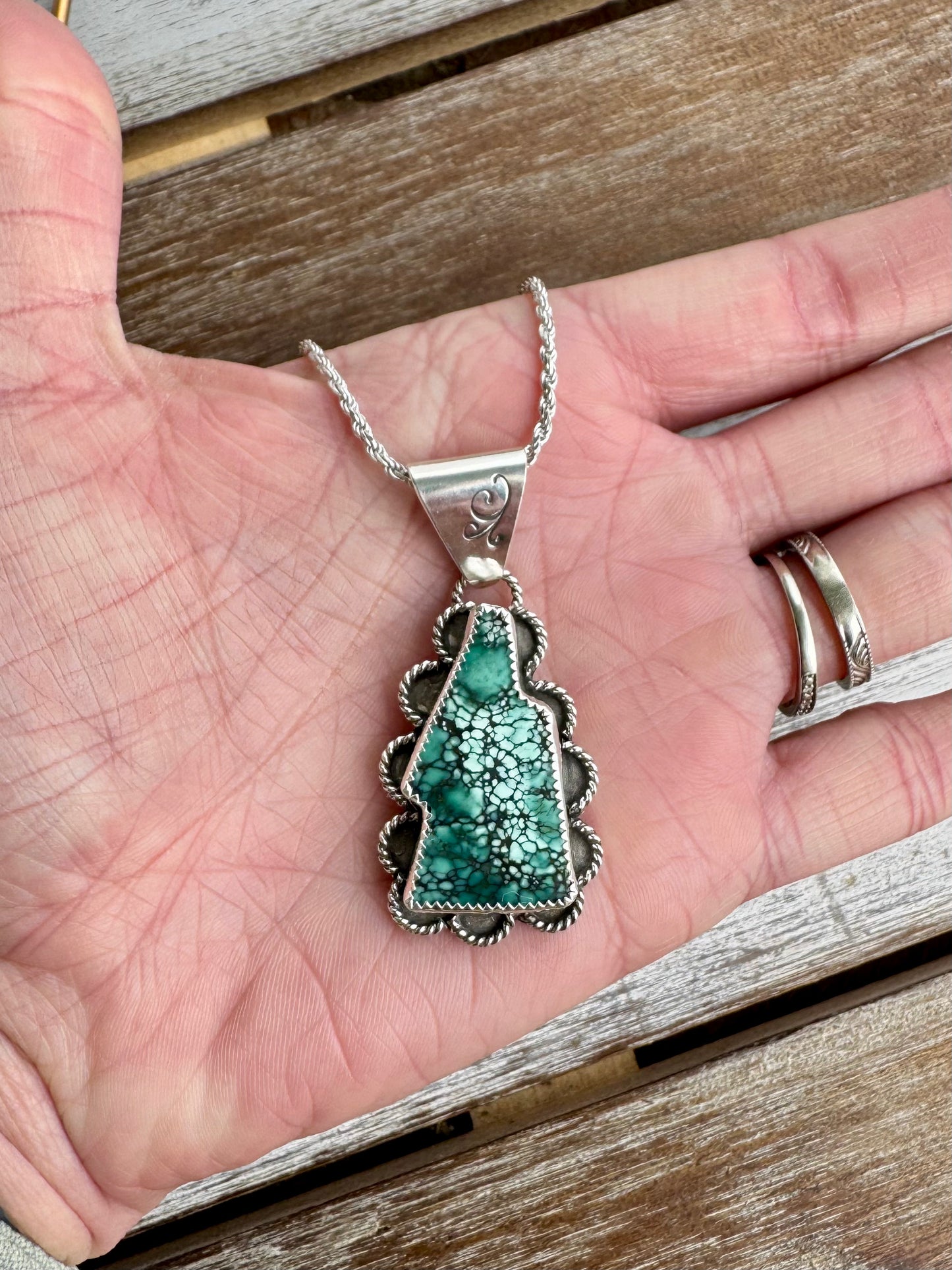 Treasure Mountain Turquoise Lightning Bolt Necklace 16"