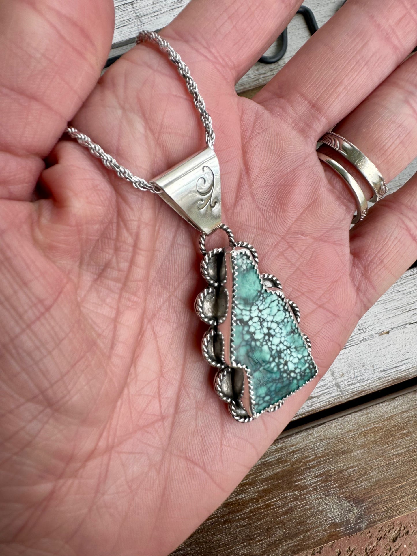 Treasure Mountain Turquoise Lightning Bolt Necklace 16"