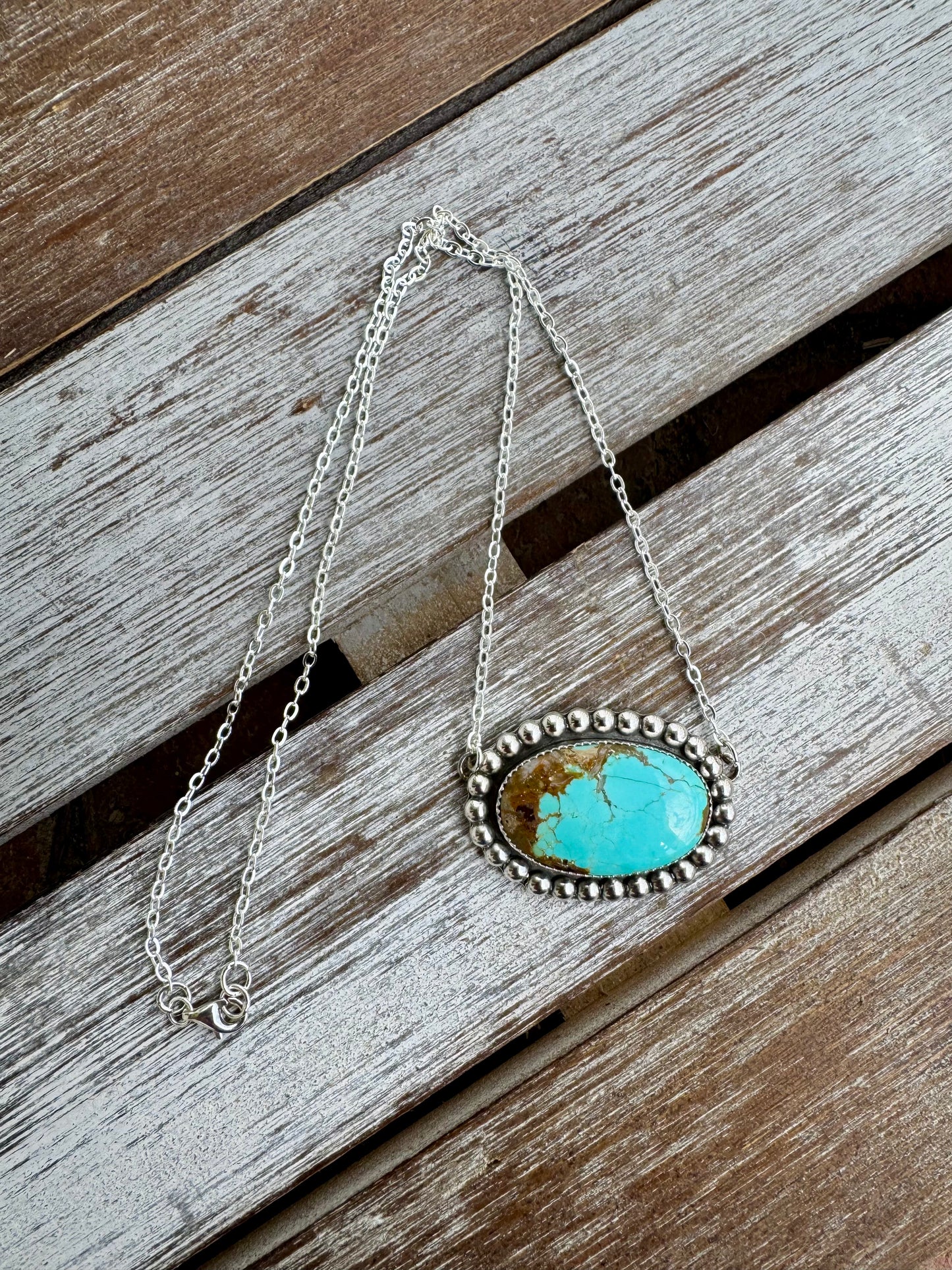 Number 8 Turquoise Statement Necklace 16"