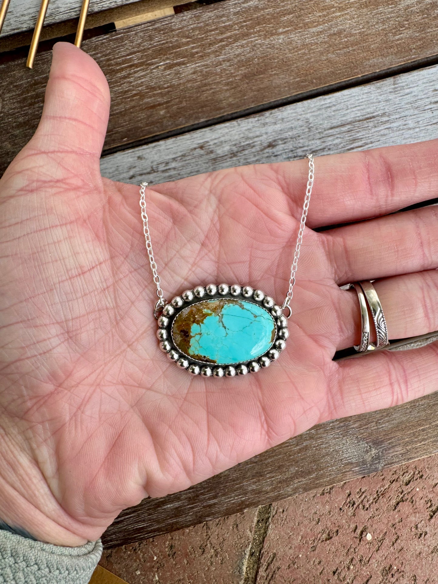 Number 8 Turquoise Statement Necklace 16"