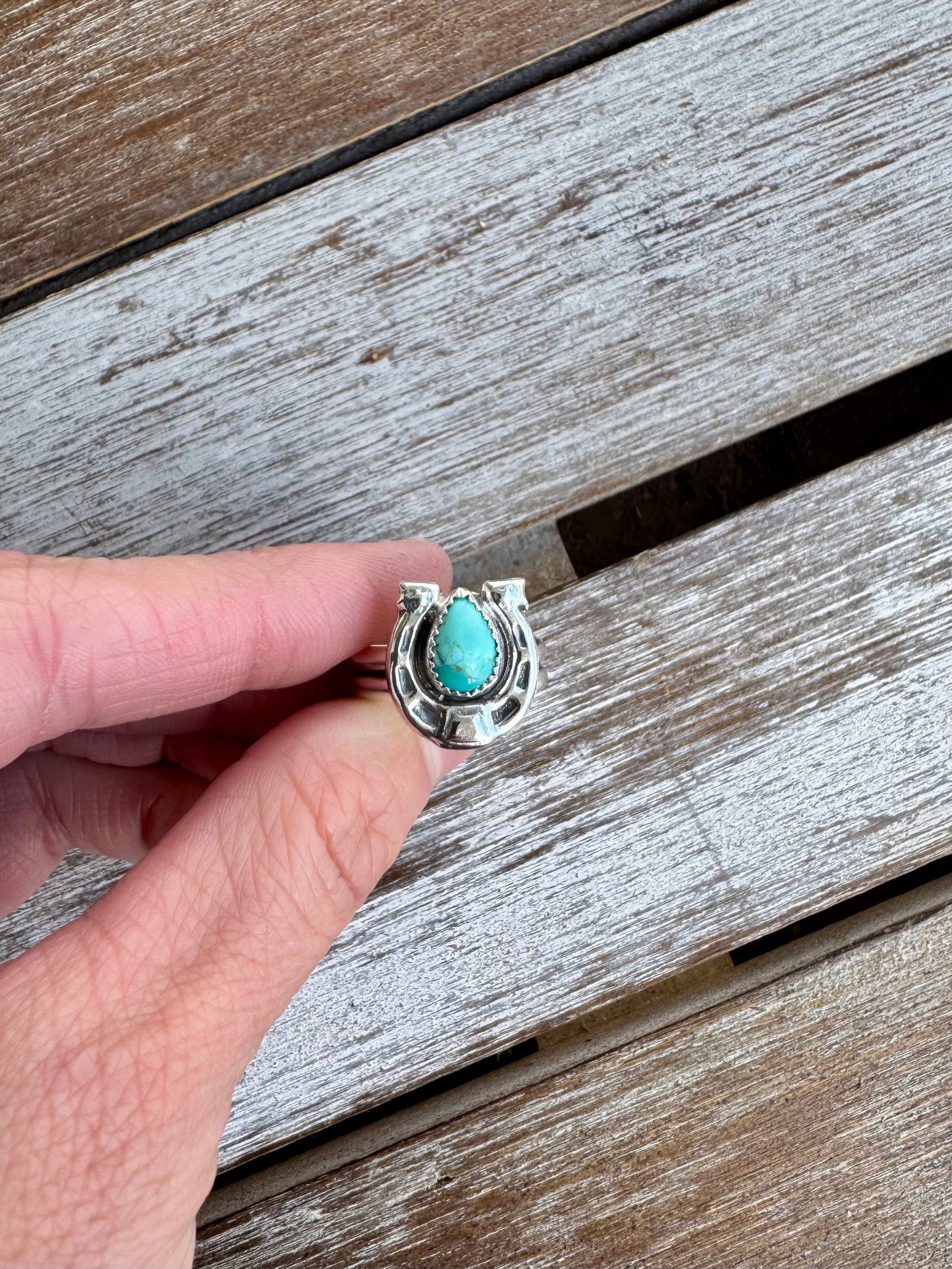 Blue Mohave Turquoise Horseshoe Ring Size 7