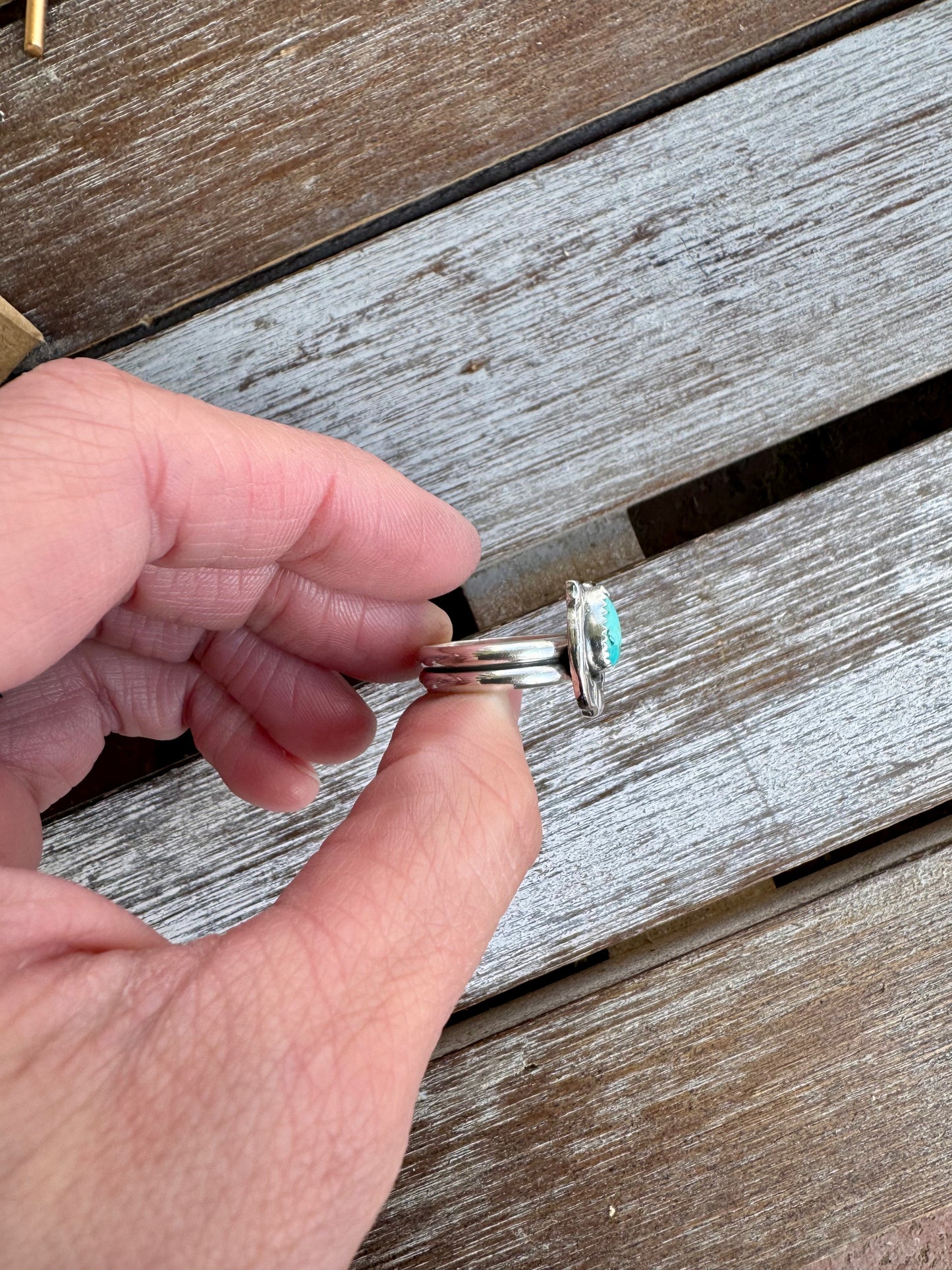 Blue Mohave Turquoise Horseshoe Ring Size 7
