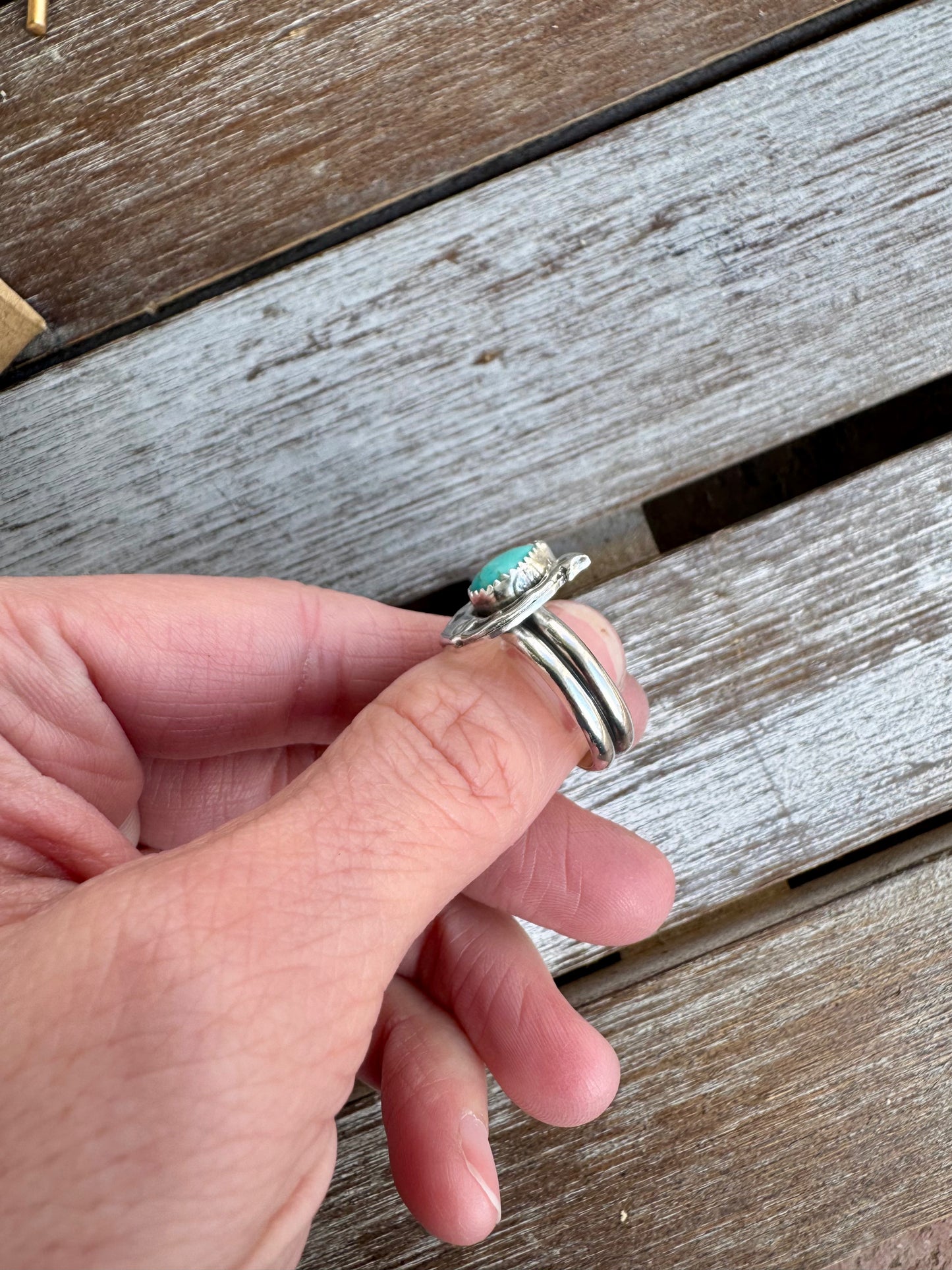 Blue Mohave Turquoise Horseshoe Ring Size 7