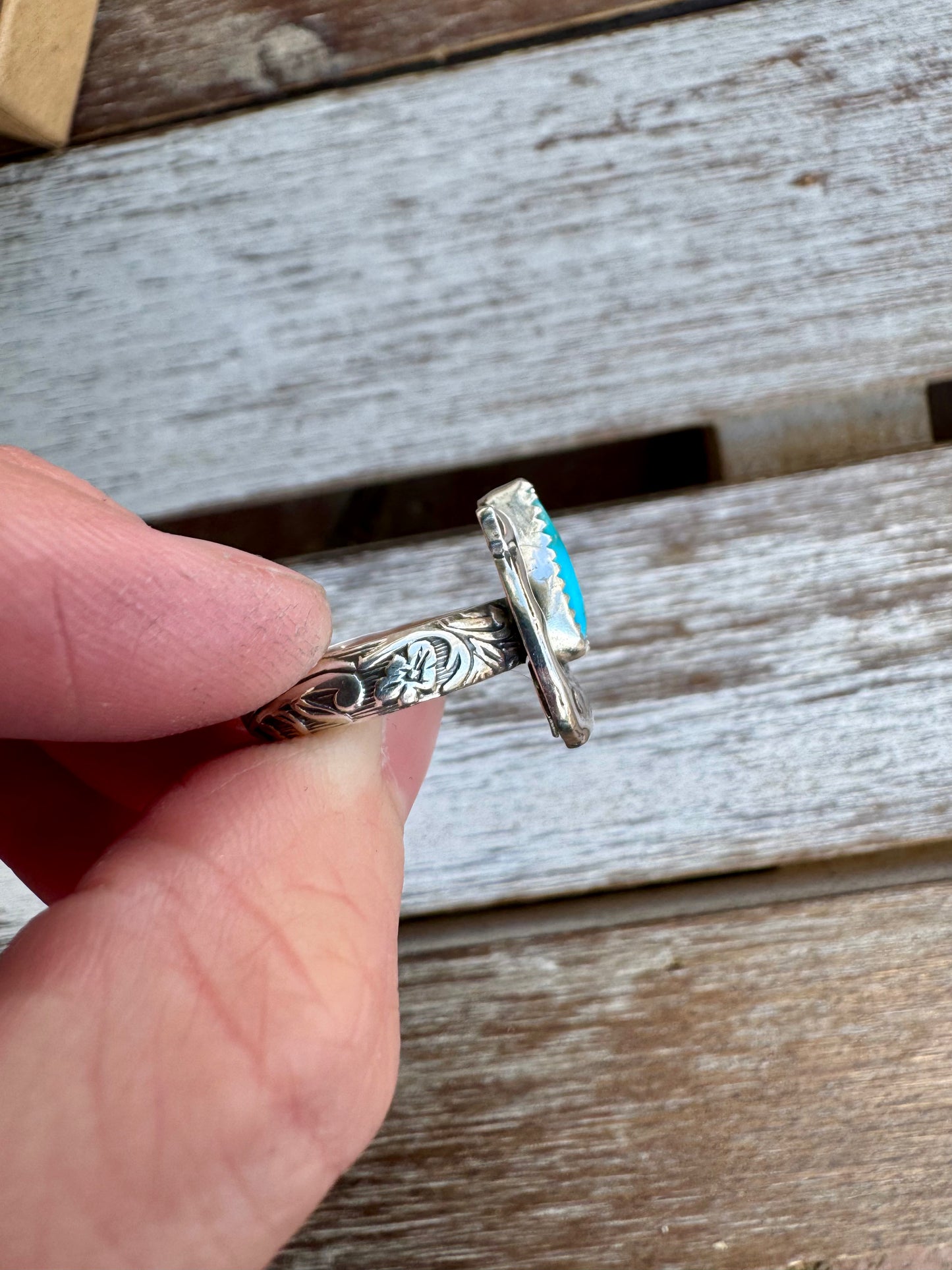 Morenci Turquoise Small Horseshoe Ring Size 6