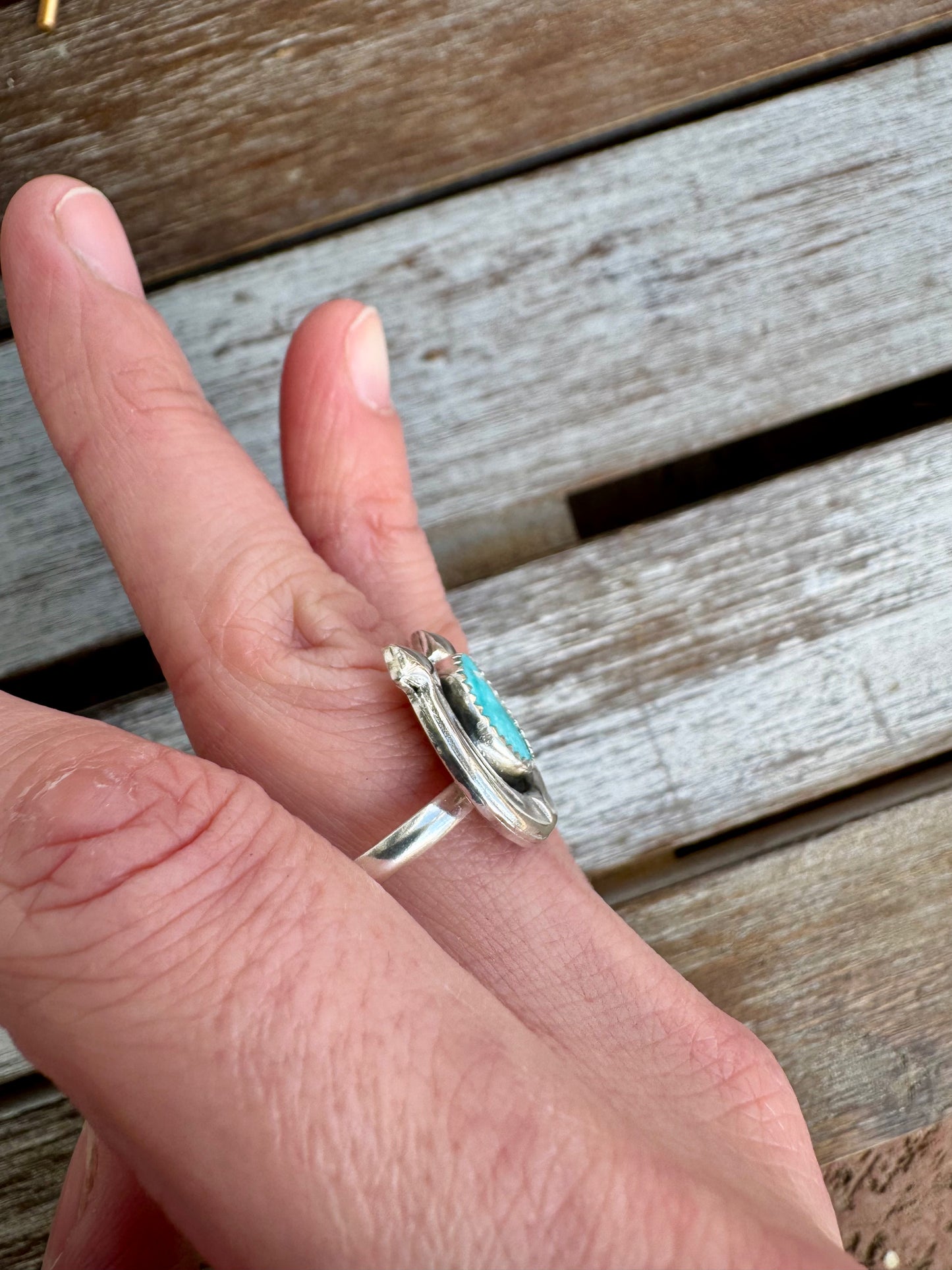 Sleeping Beauty Turquoise Horseshoe Ring Size 8