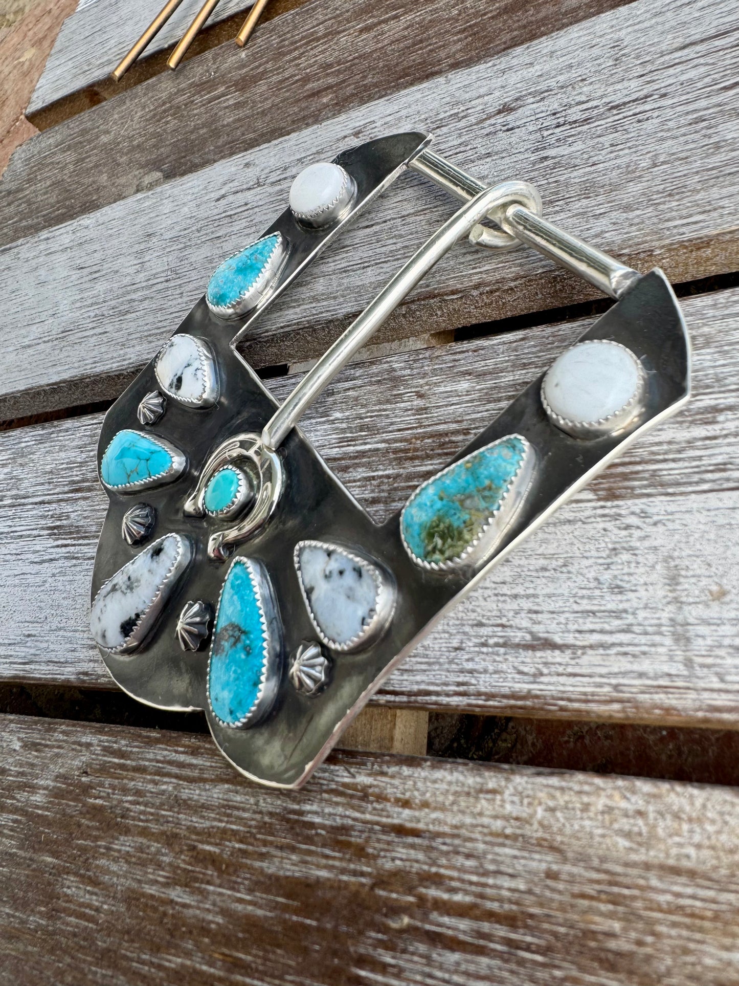 White Buffalo & Sleeping Beauty Turquoise Horseshoe Buckle
