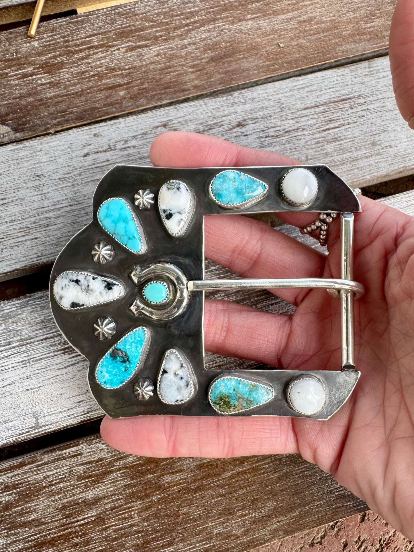 White Buffalo & Sleeping Beauty Turquoise Horseshoe Buckle