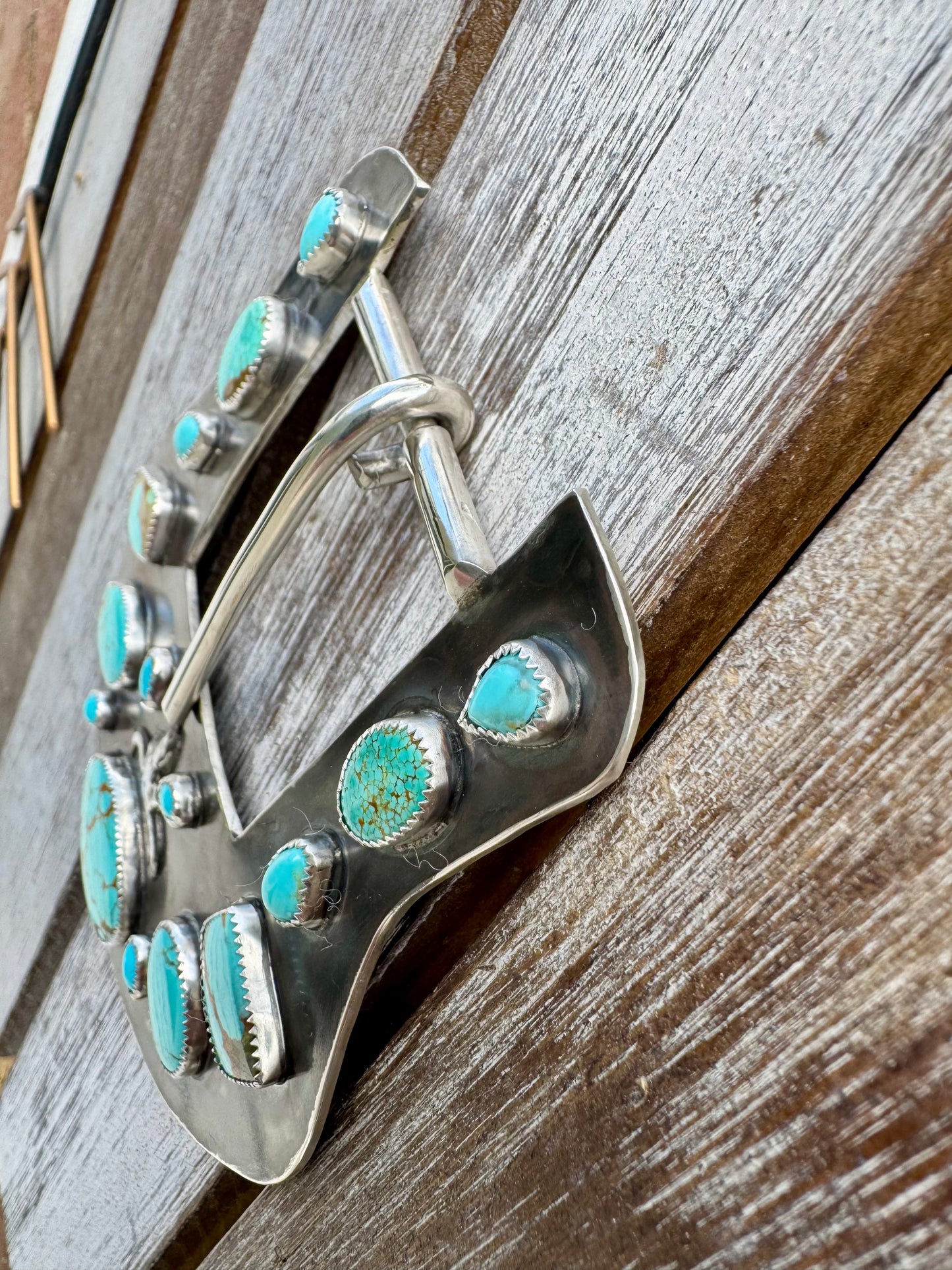 Number 8 & Kingman Turquoise Cow Skull Buckle