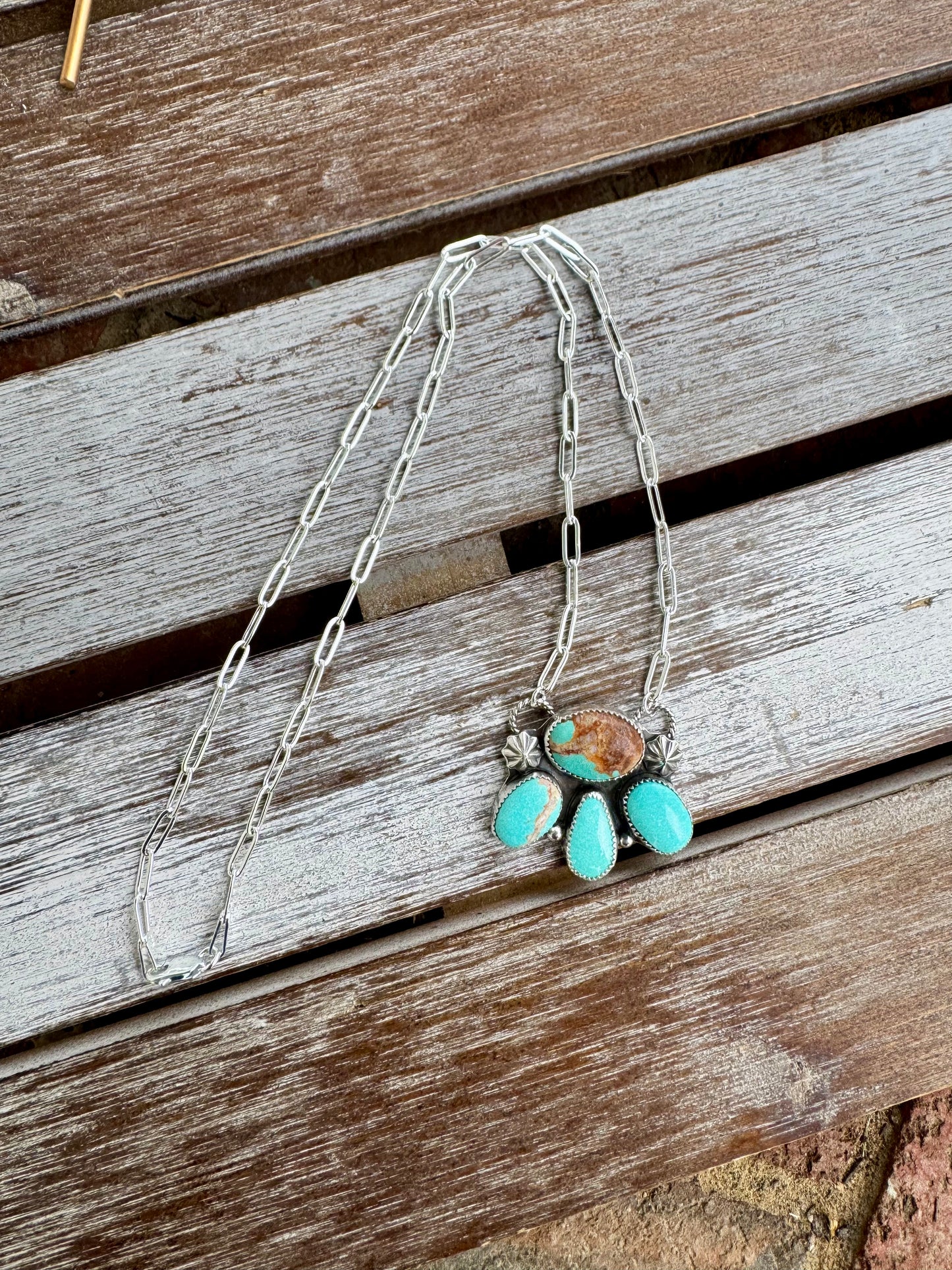 Custom Nevada Fox Turquoise Statement Necklace 18"