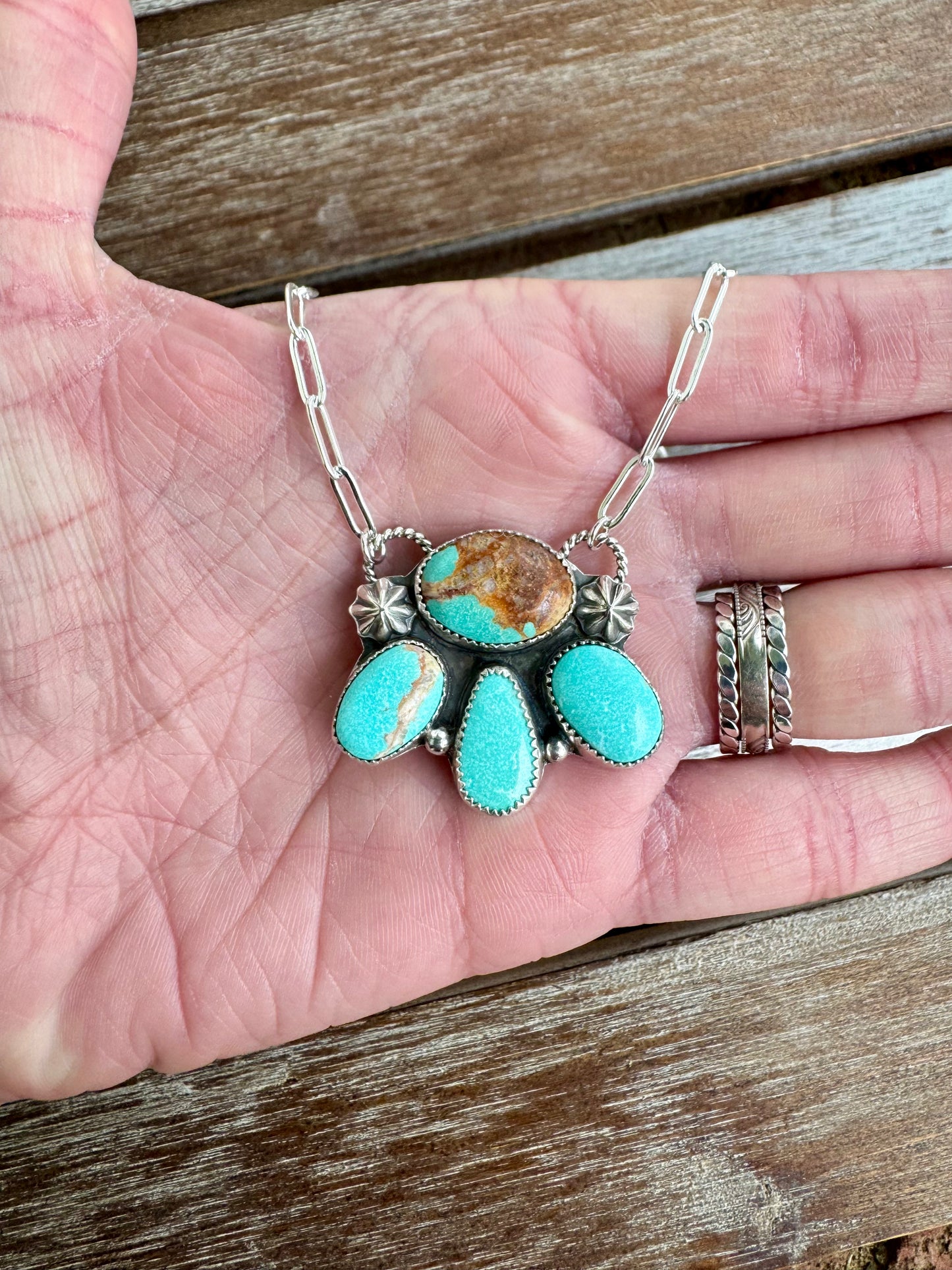 Custom Nevada Fox Turquoise Statement Necklace 18"